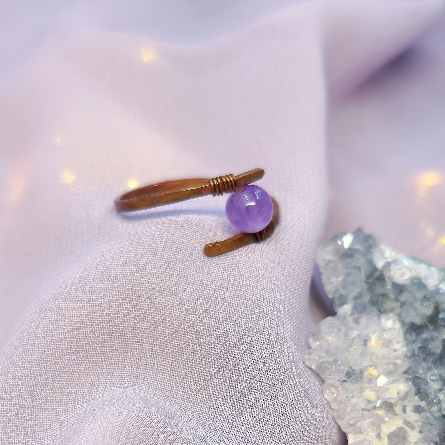 Fairy Hammered Copper Amethyst Ring