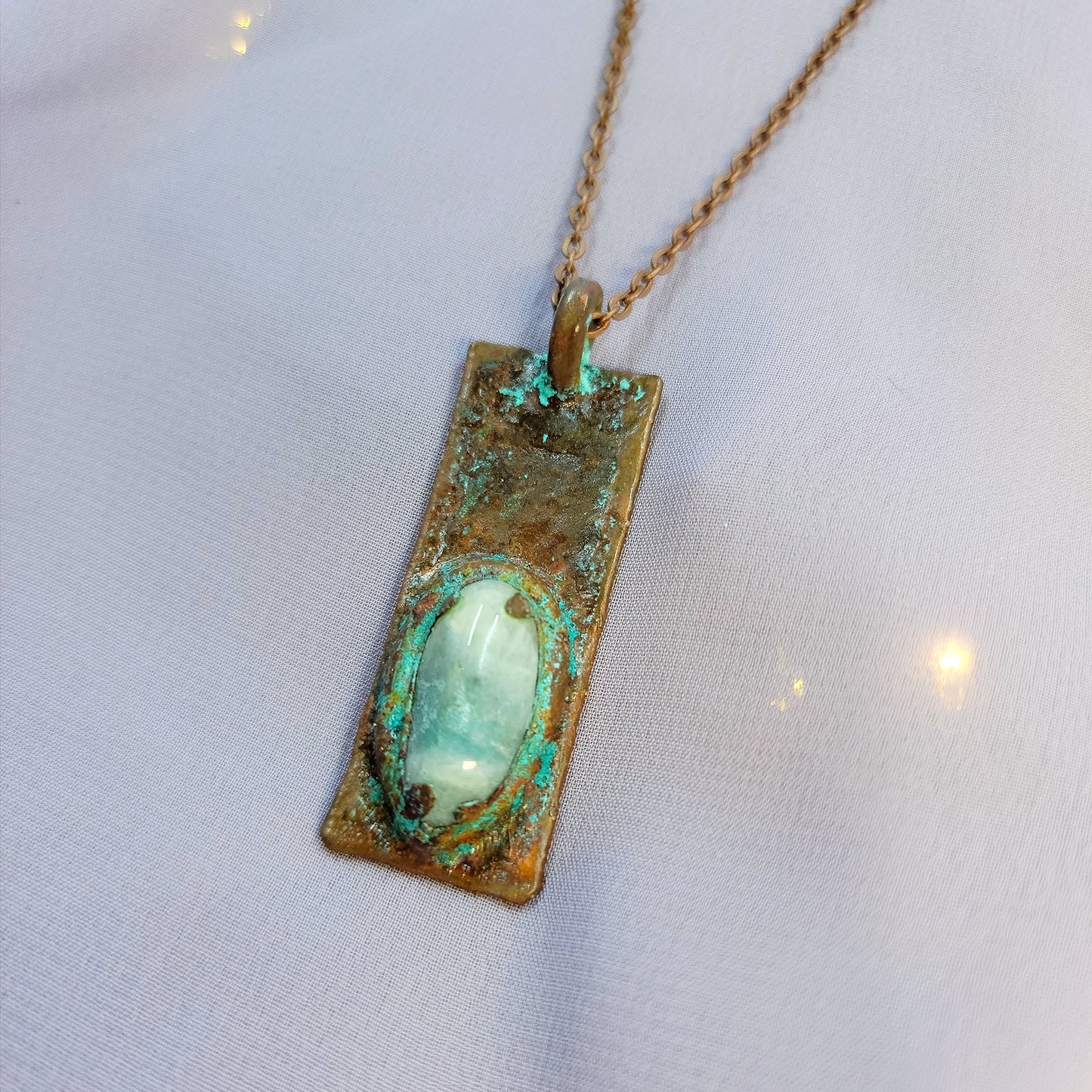 Amazonite Patina Electroformed Copper Necklace