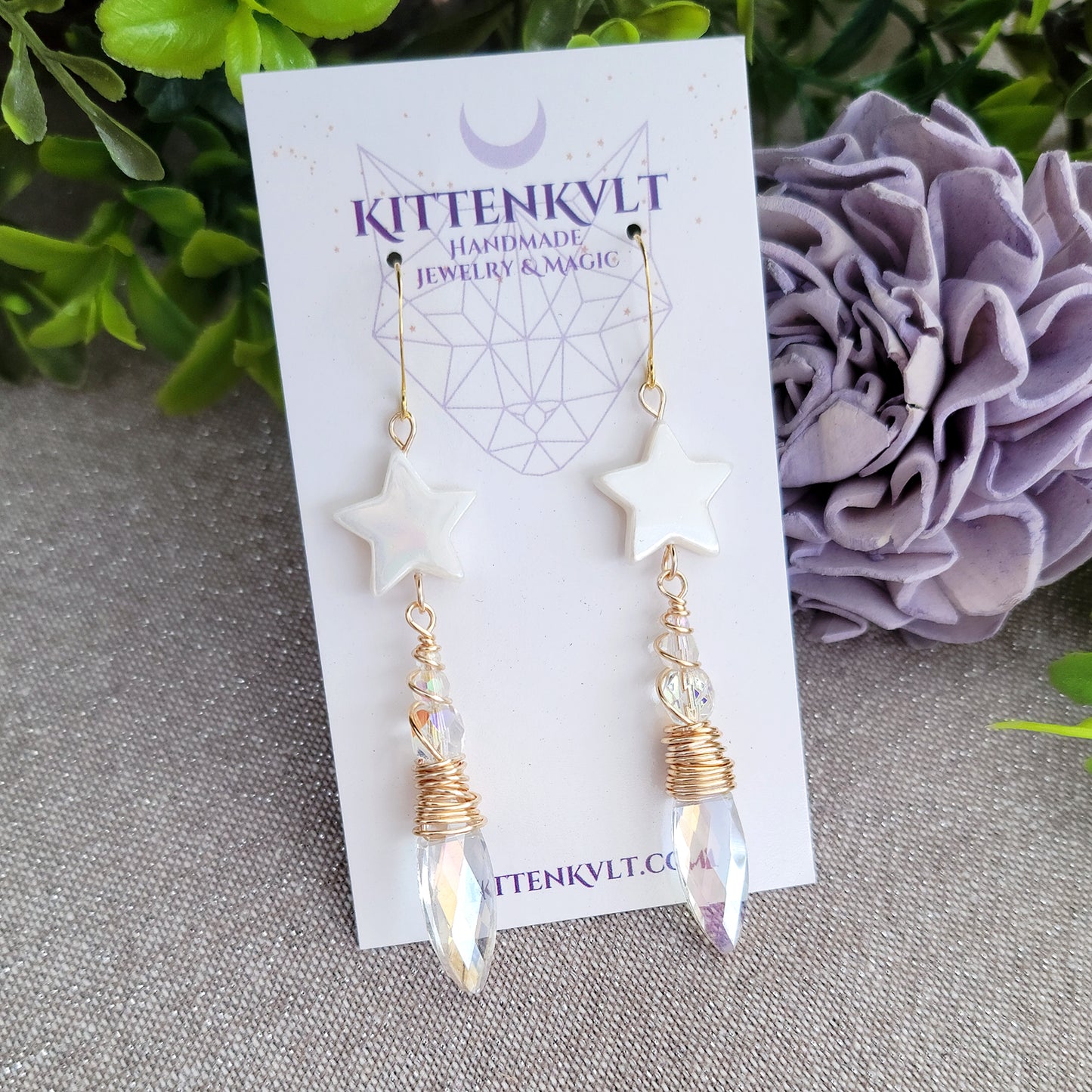 Celestial Sun Catcher Earrings With Shell Stars
