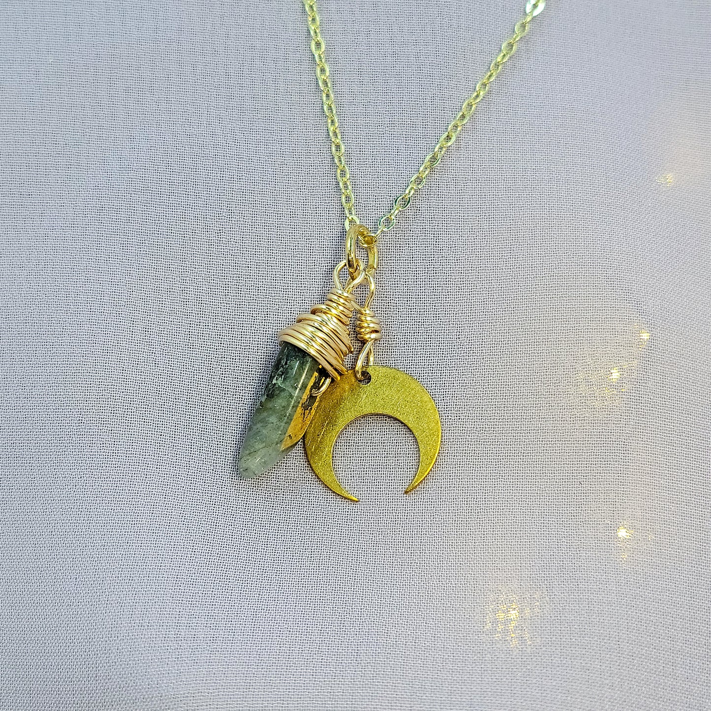 Mystical Witchy Fairy Labradorite Moon Necklace