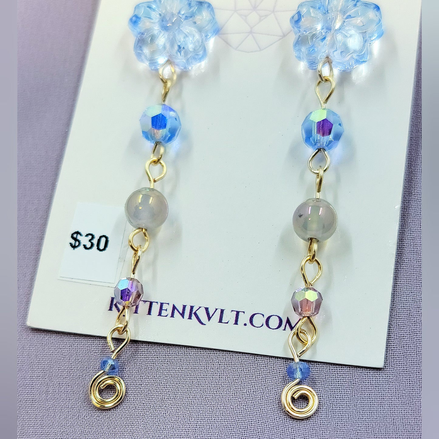 Aura Agate Glass Flower Earrings