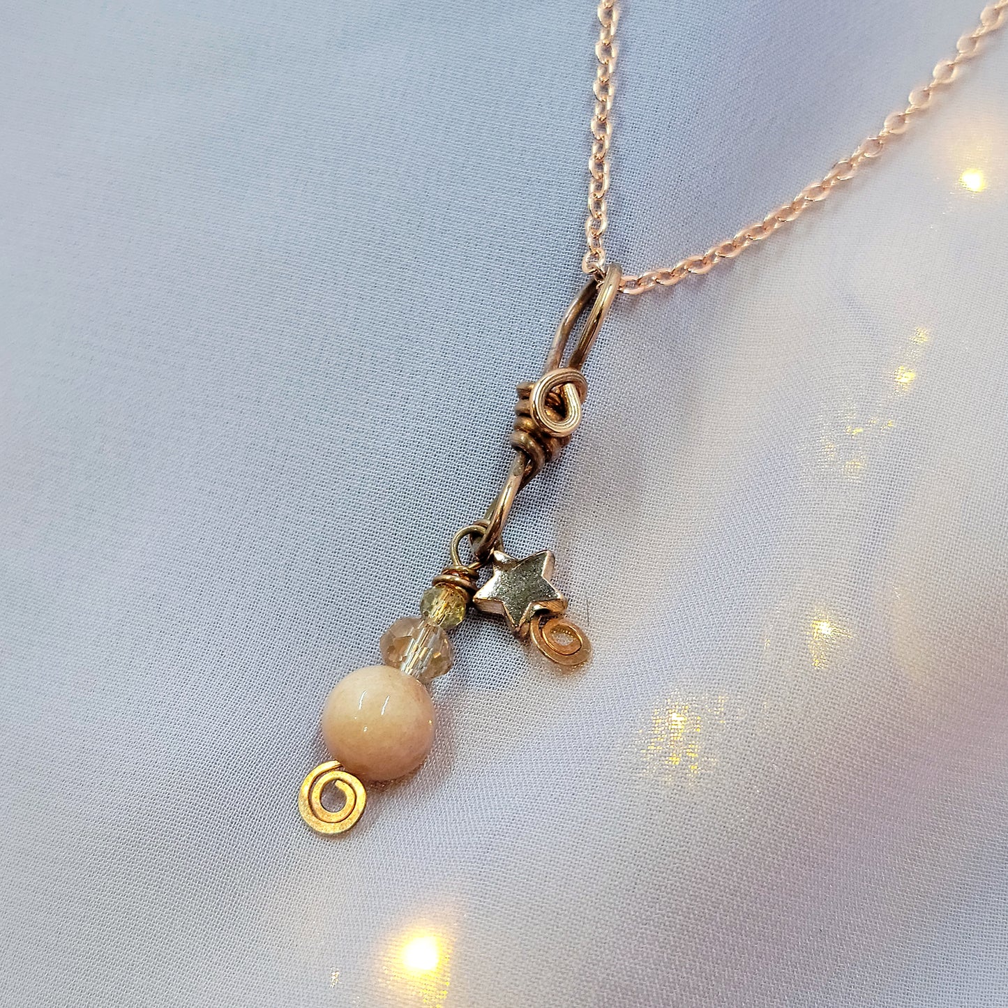 Witchy Fairy Celestial Sunstone Cosmic Copper Necklace