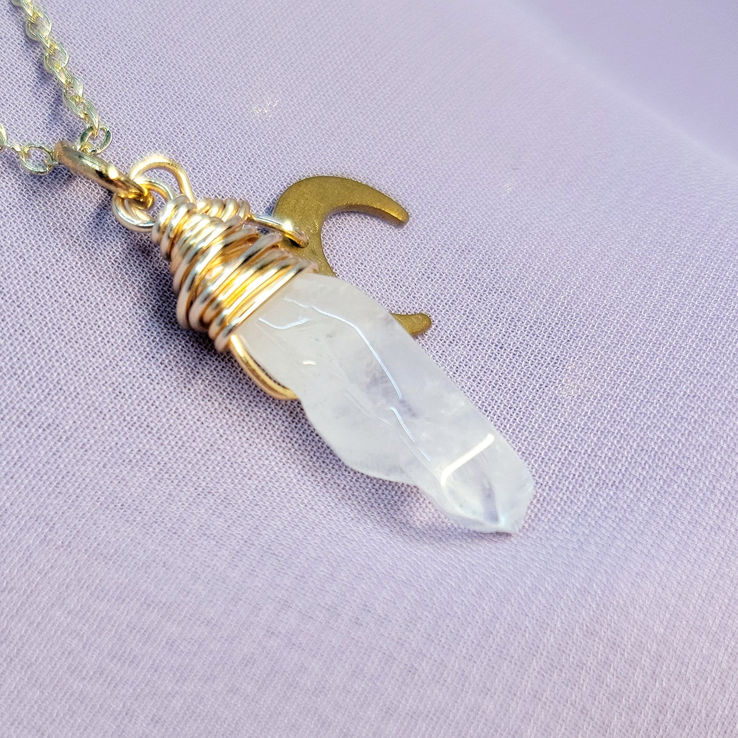 Mystical Witchy Fairy Quartz Moon Necklace