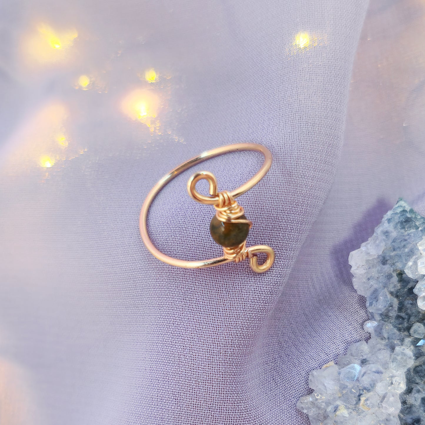 Earthy Fairy Moss Agate Ring