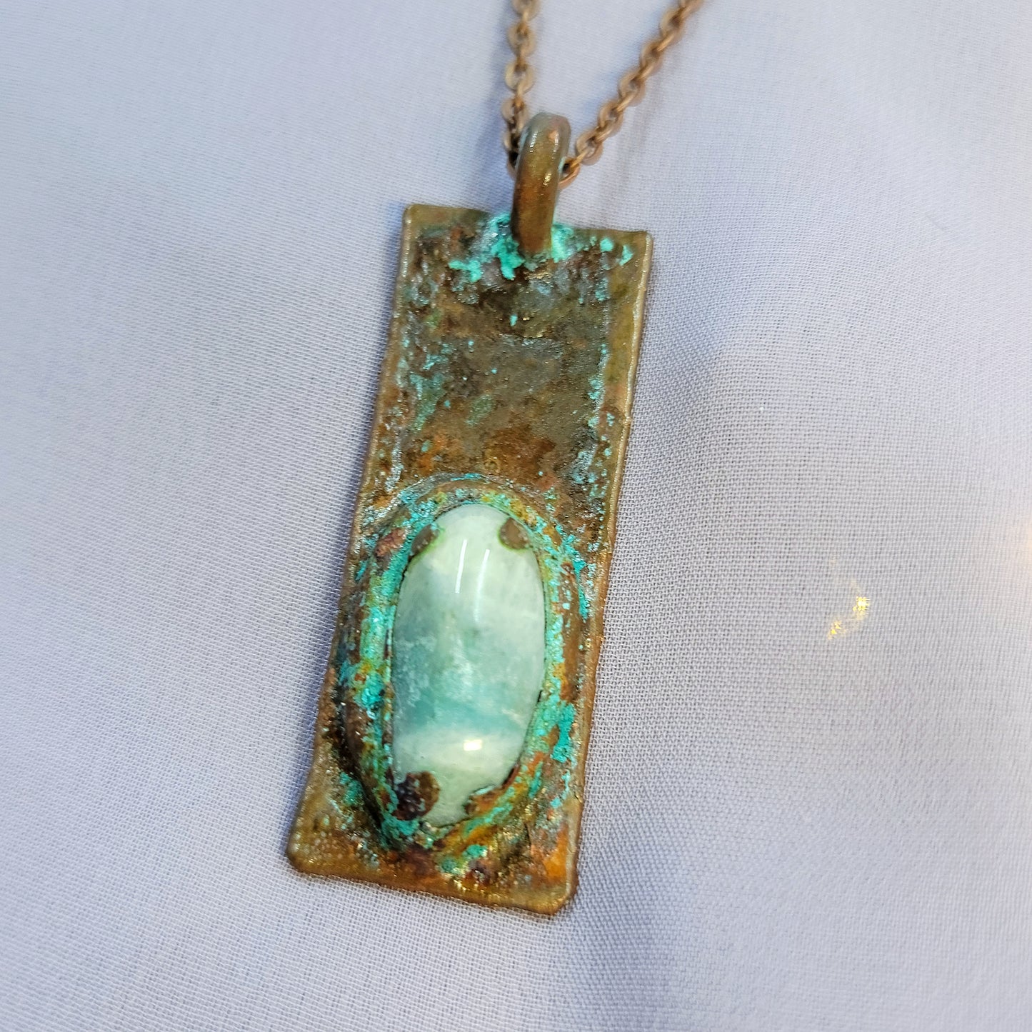 Amazonite Patina Electroformed Copper Necklace