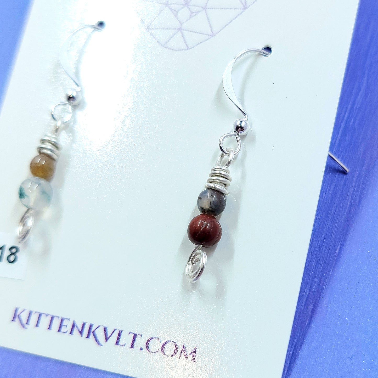 Dainty Earthy Fairy Ocean Jasper & Moss Agate Earrings