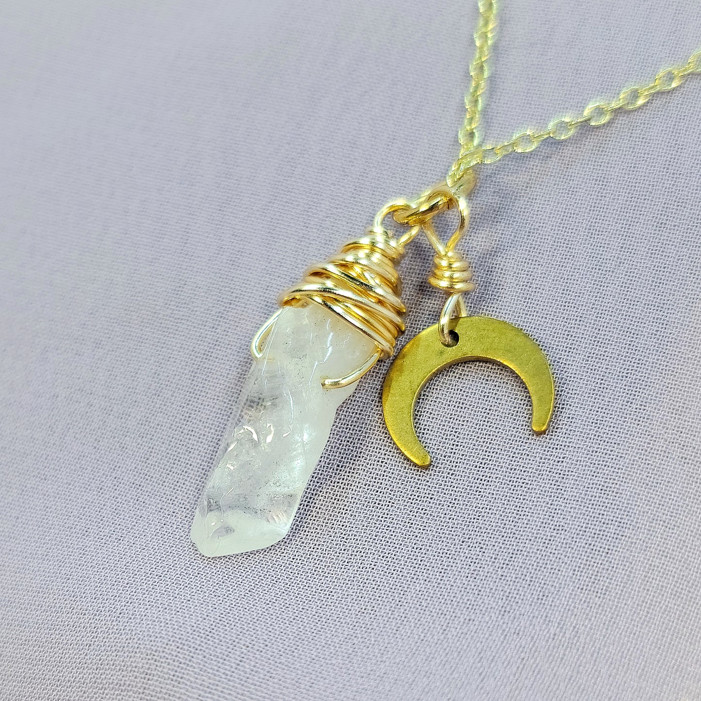 Mystical Witchy Fairy Quartz Moon Necklace