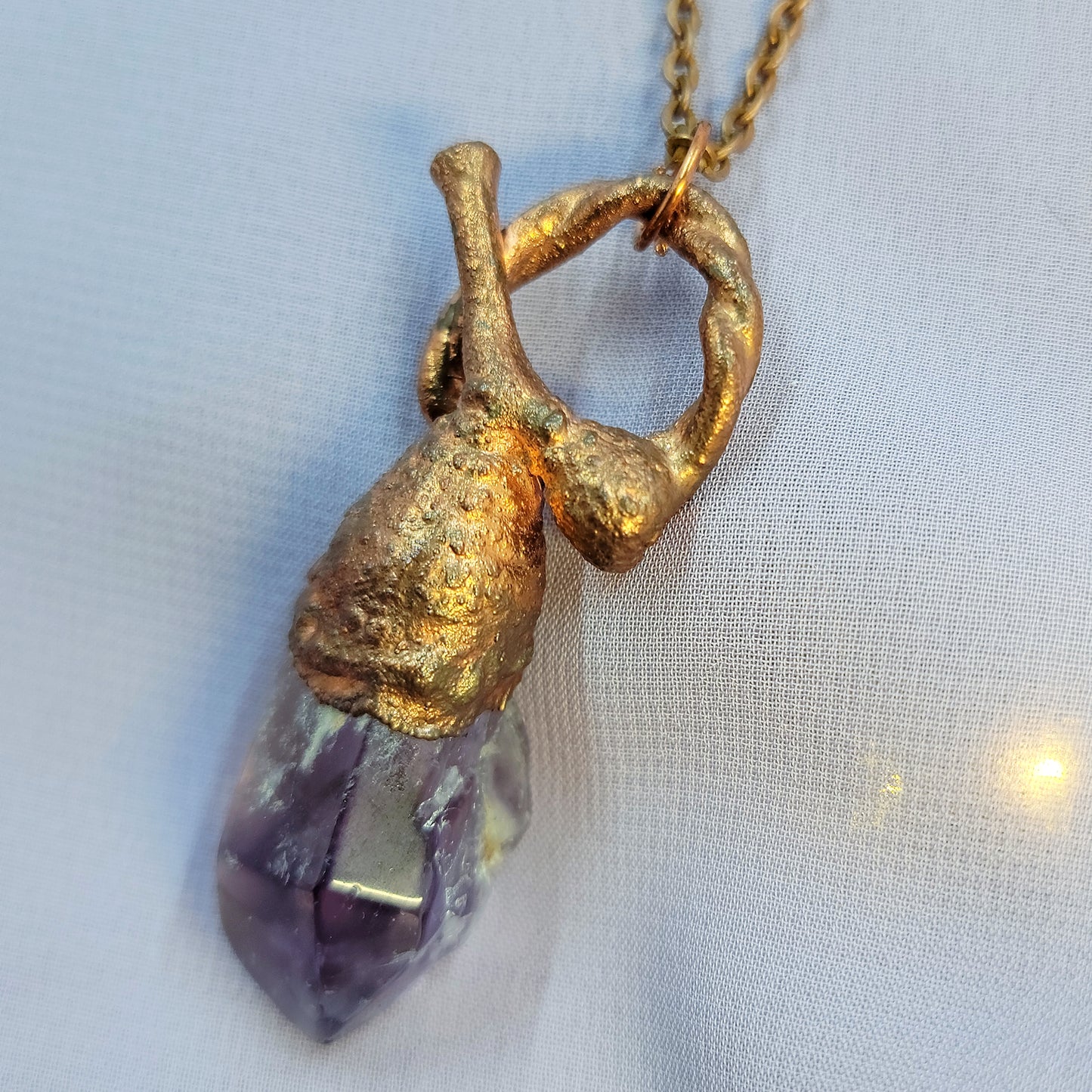 Amethyst Acorn Woodland Nymph Copper Necklace