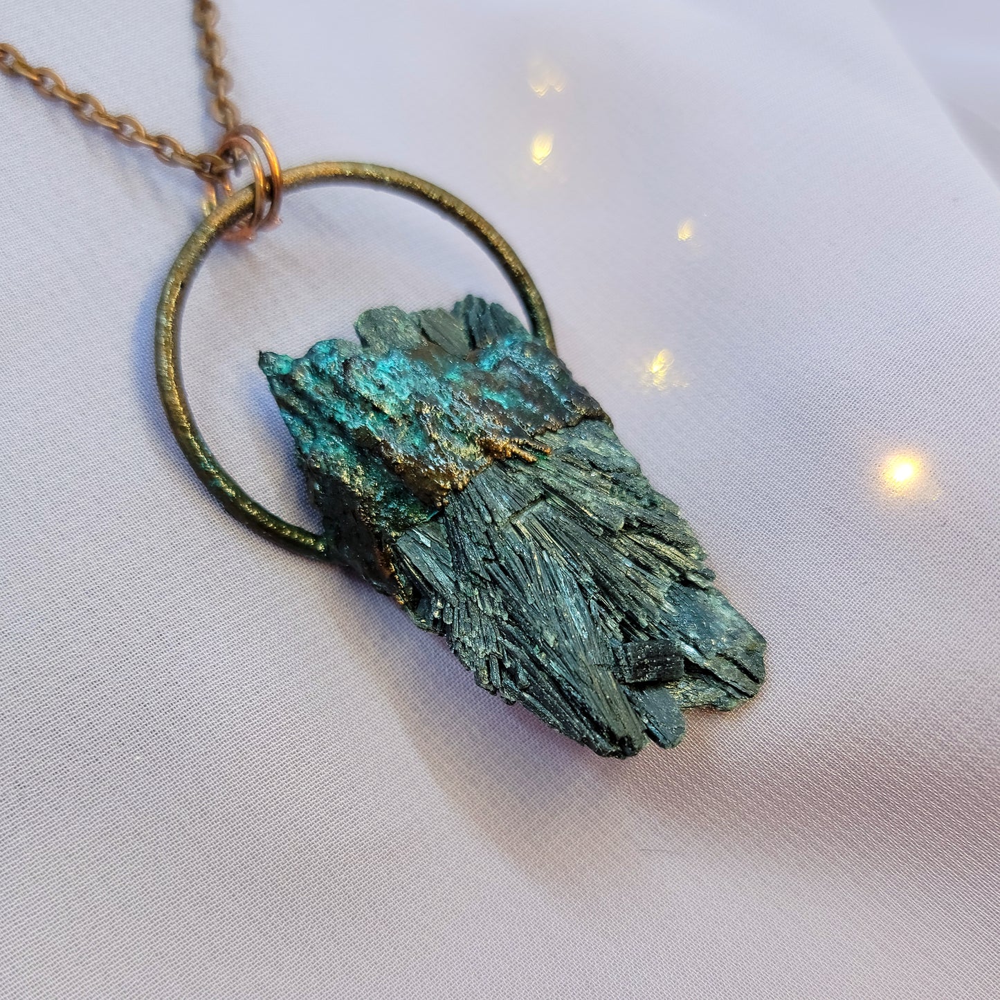 Black Kyanite Patina Dark Mountain Electroformed Copper Necklace