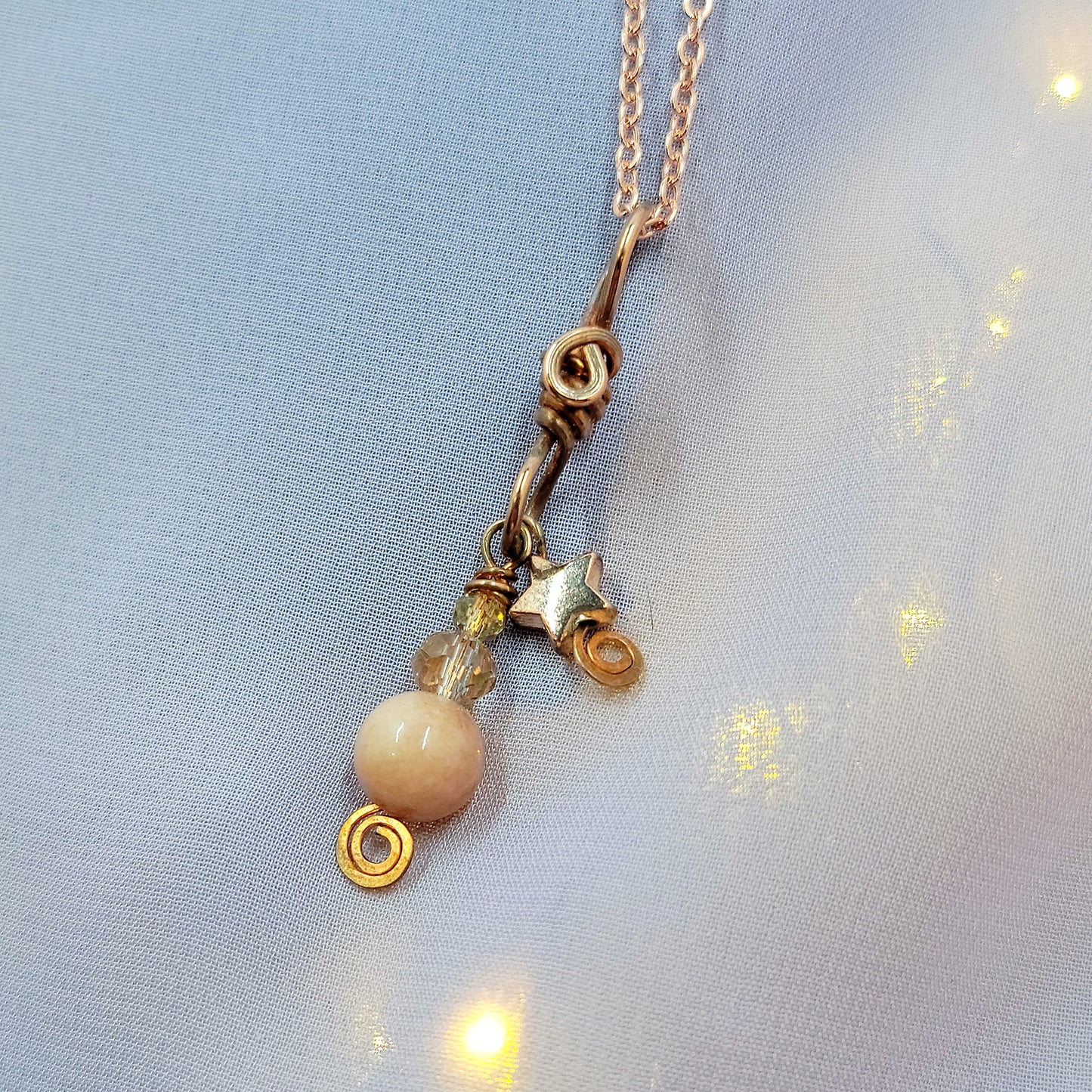 Witchy Fairy Celestial Sunstone Cosmic Copper Necklace