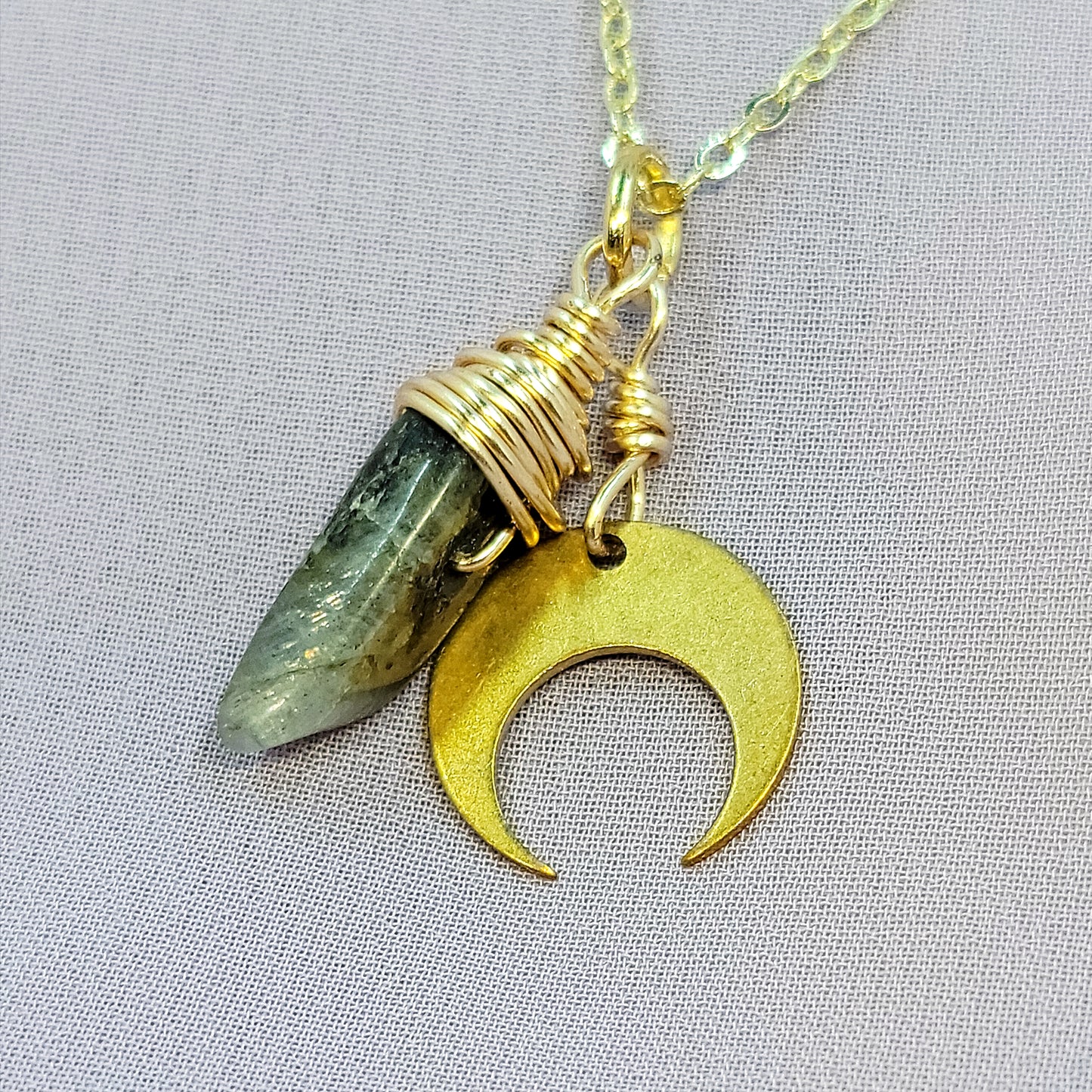 Mystical Witchy Fairy Labradorite Moon Necklace