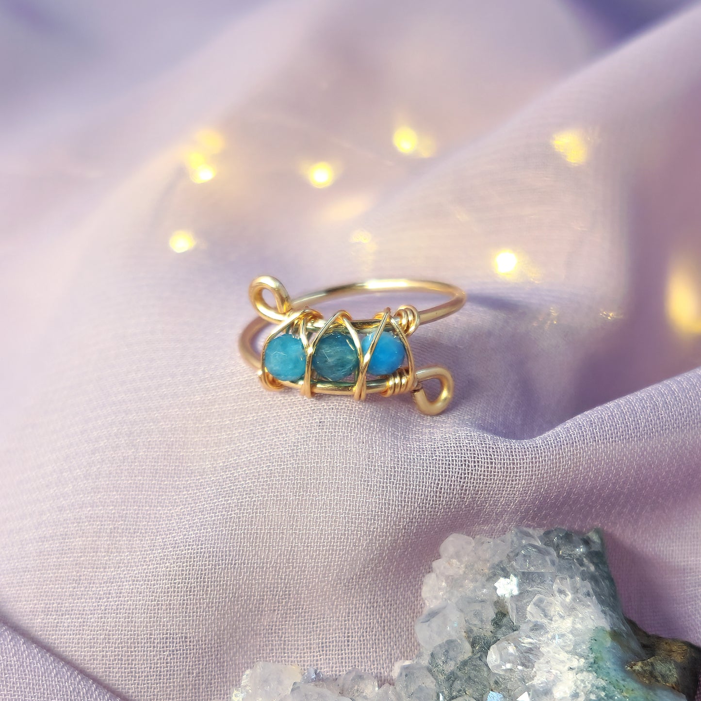 Mystical Sea Witch Fairy Blue Apatite Ring