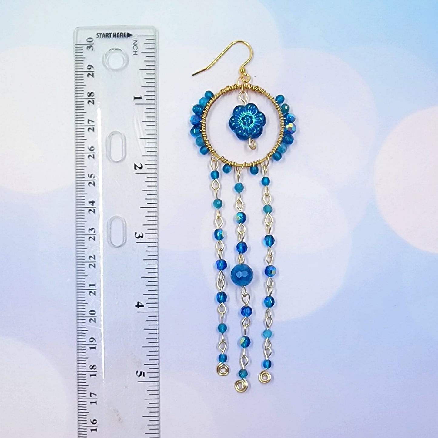 Blue Apatite Flower Earrings