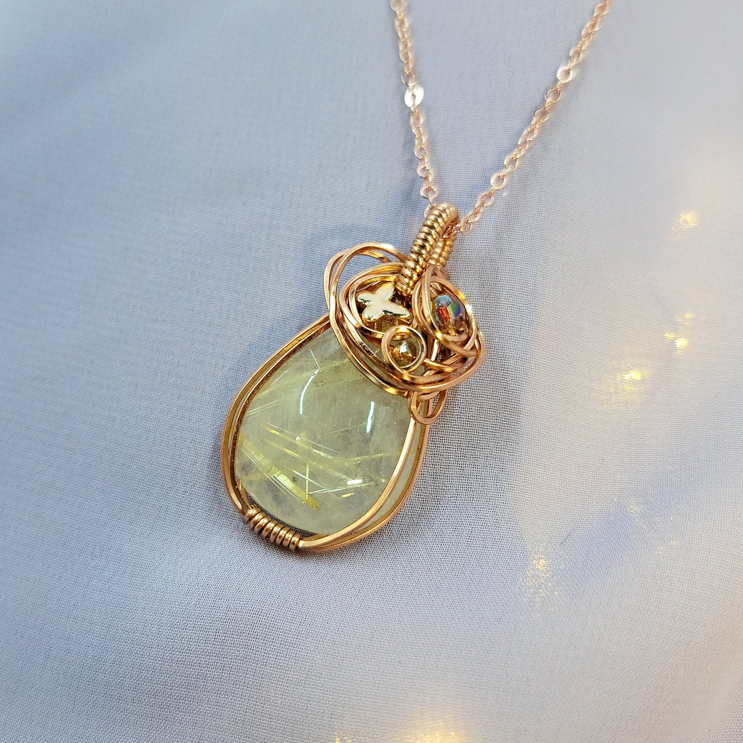 Fairy Rutilated Quartz Butterfly Pendant