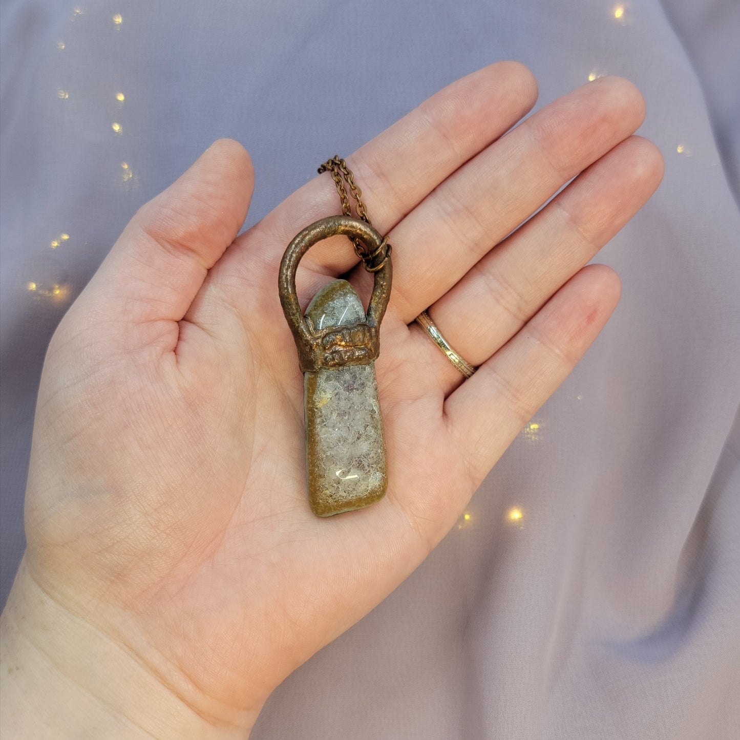 Super 7 Amethyst Electroformed Copper Pendant