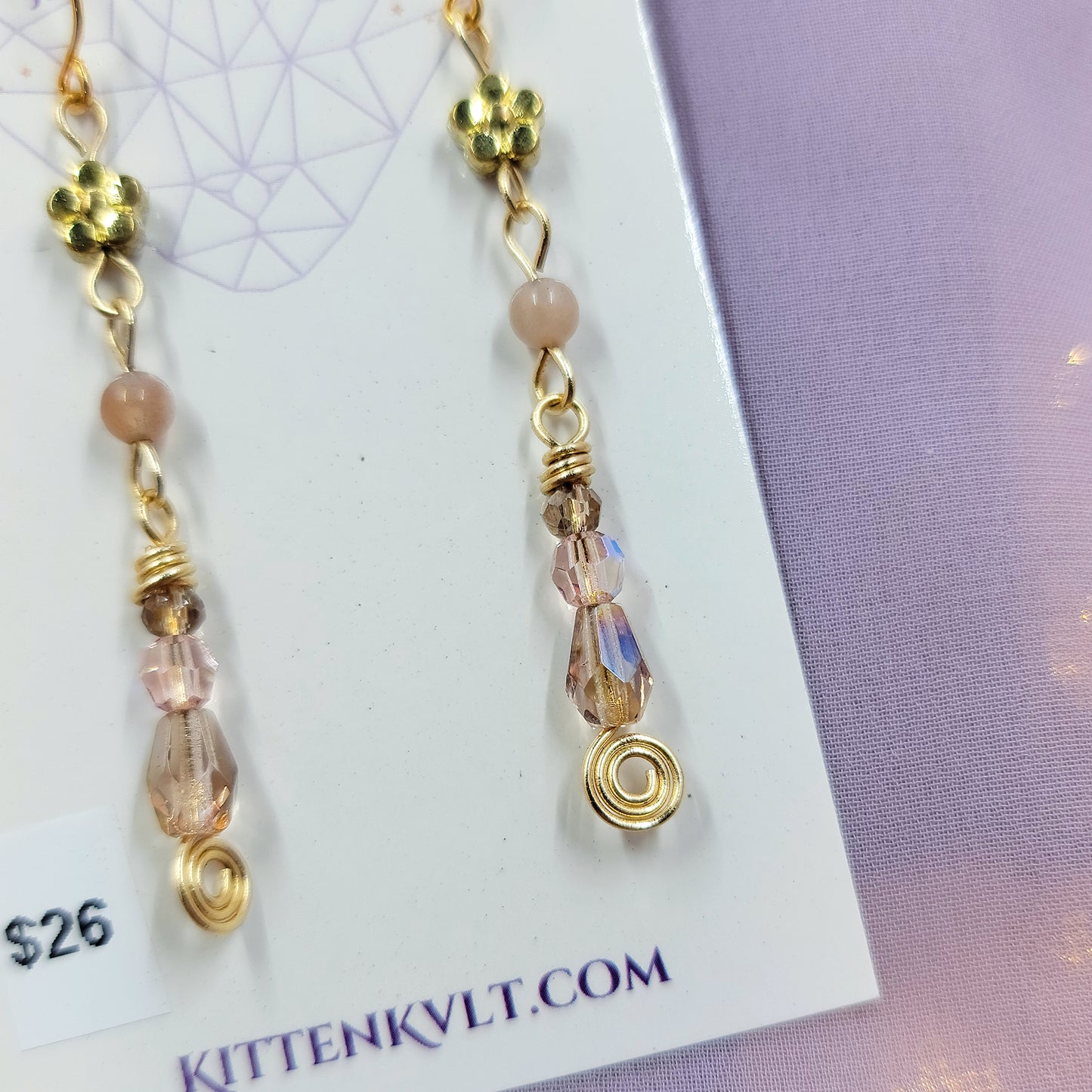 Dainty Sunstone Flower Earrings