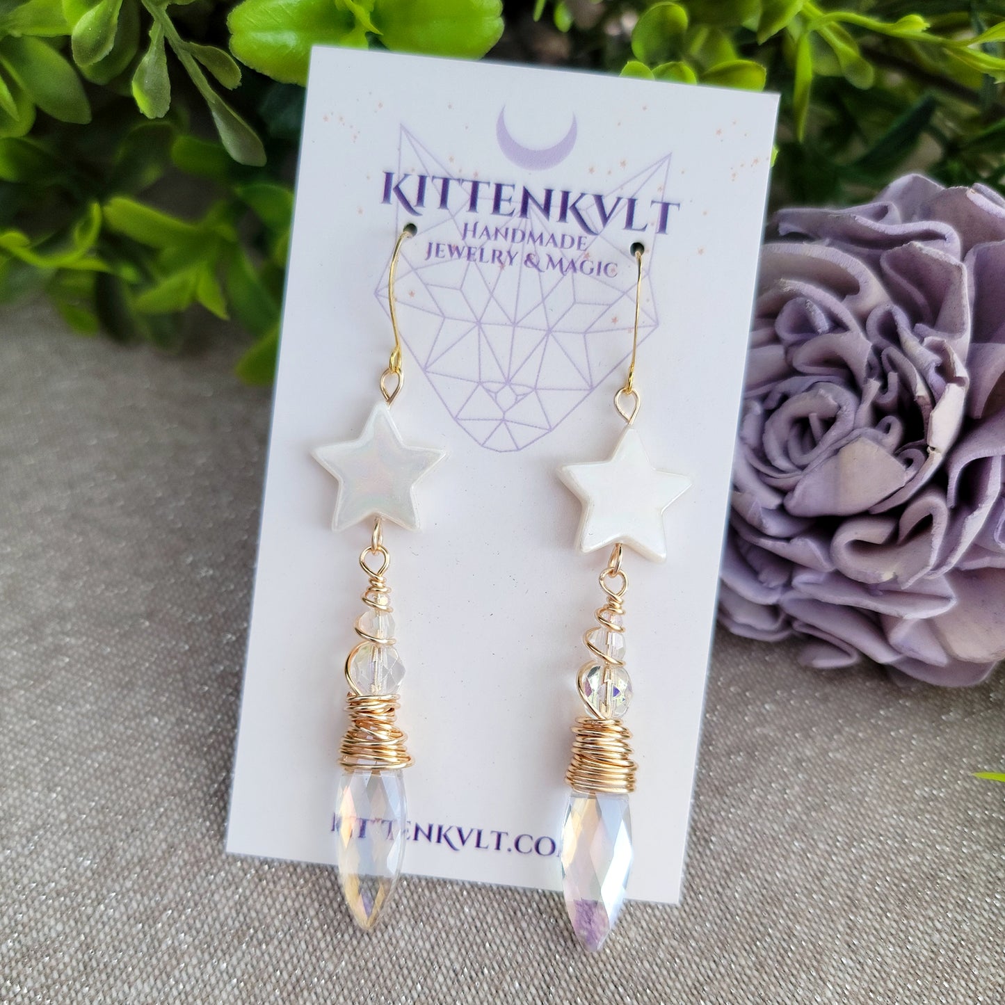 Celestial Sun Catcher Earrings With Shell Stars