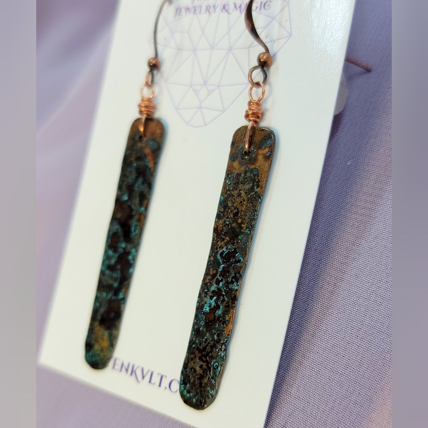 Rustic Patina Copper Earrings