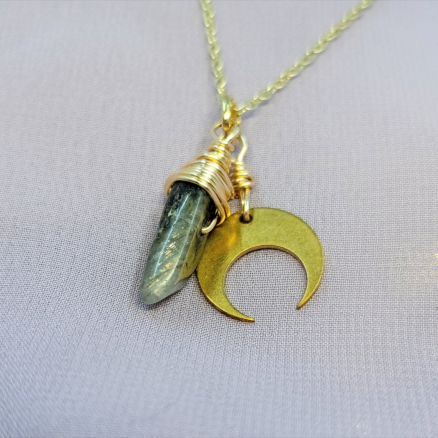 Mystical Witchy Fairy Labradorite Moon Necklace