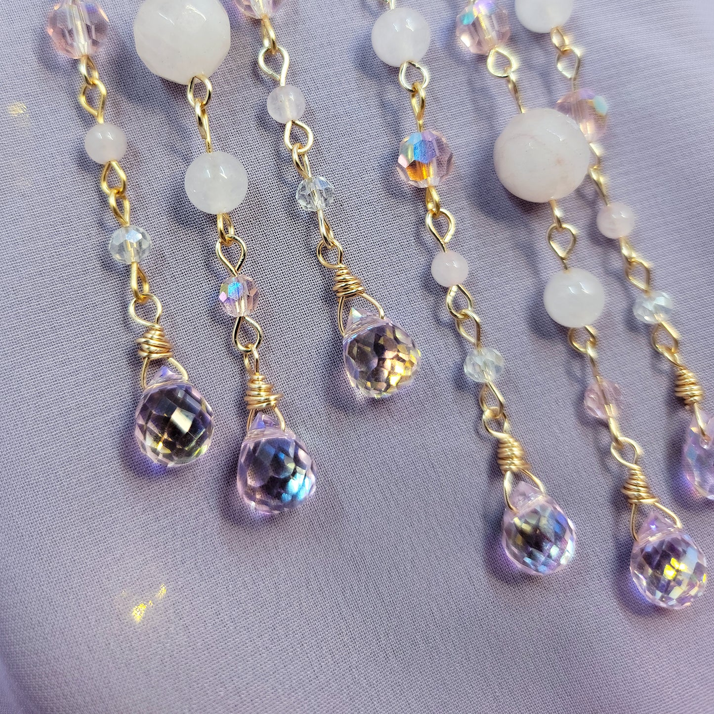 Rose Quartz Butterfly Sun Catcher Earrings