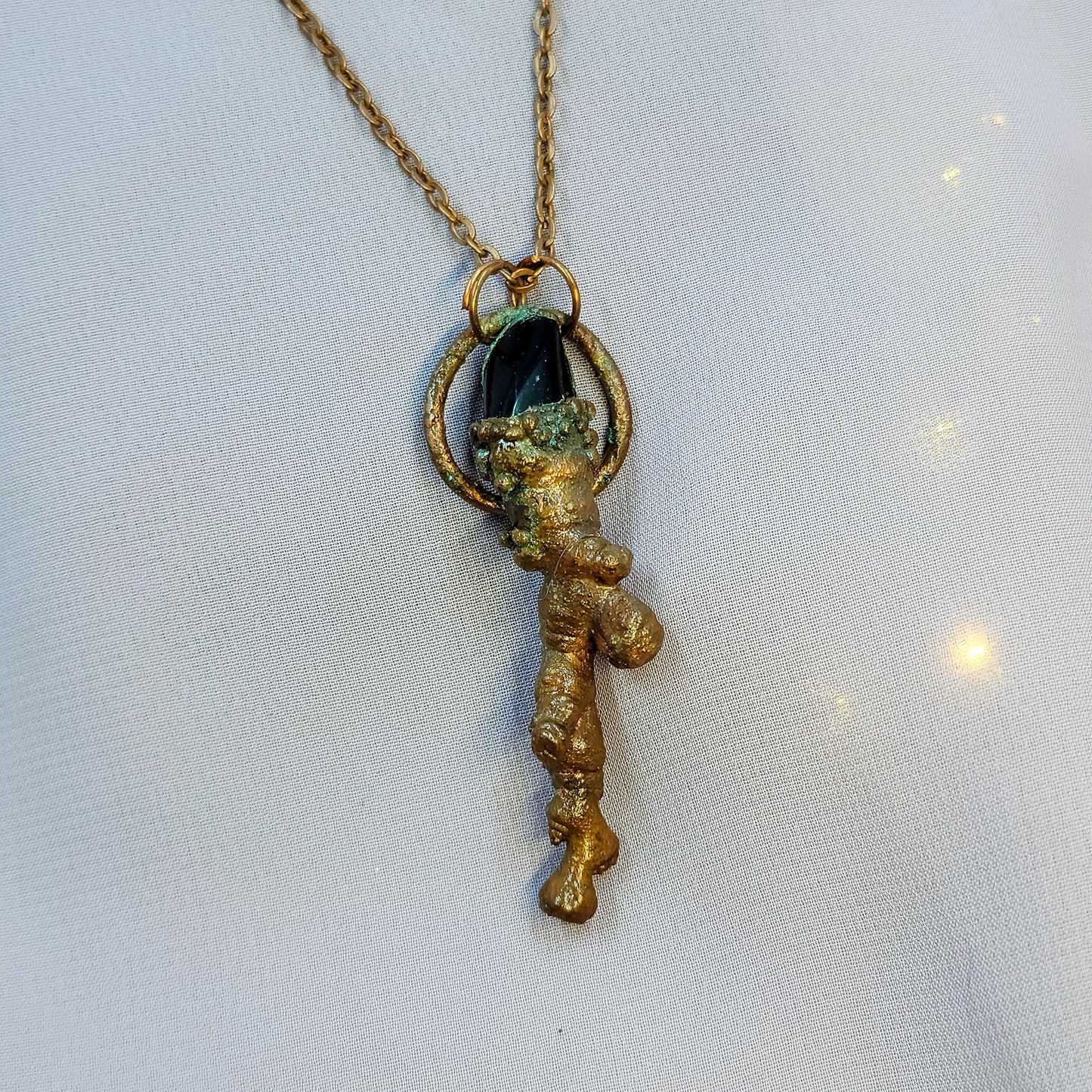 Onyx & Sycamore Wood Electroformed Copper Pendant