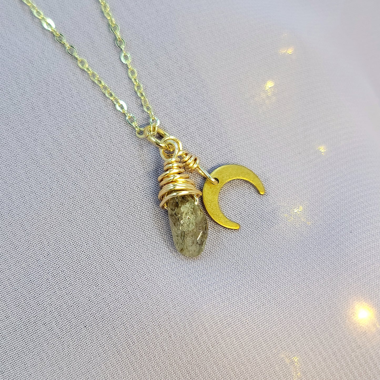 Mystical Witchy Fairy Ocean Jasper Moon Necklace