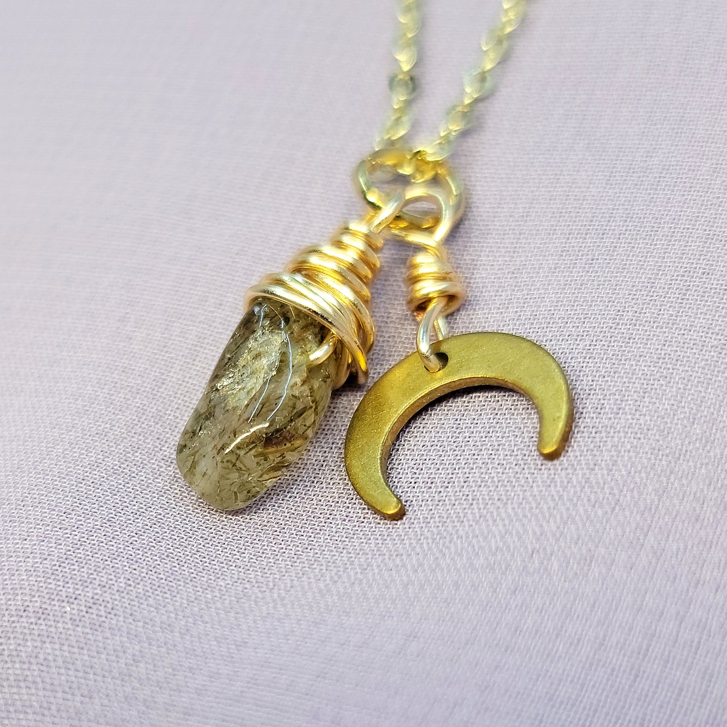Mystical Witchy Fairy Ocean Jasper Moon Necklace