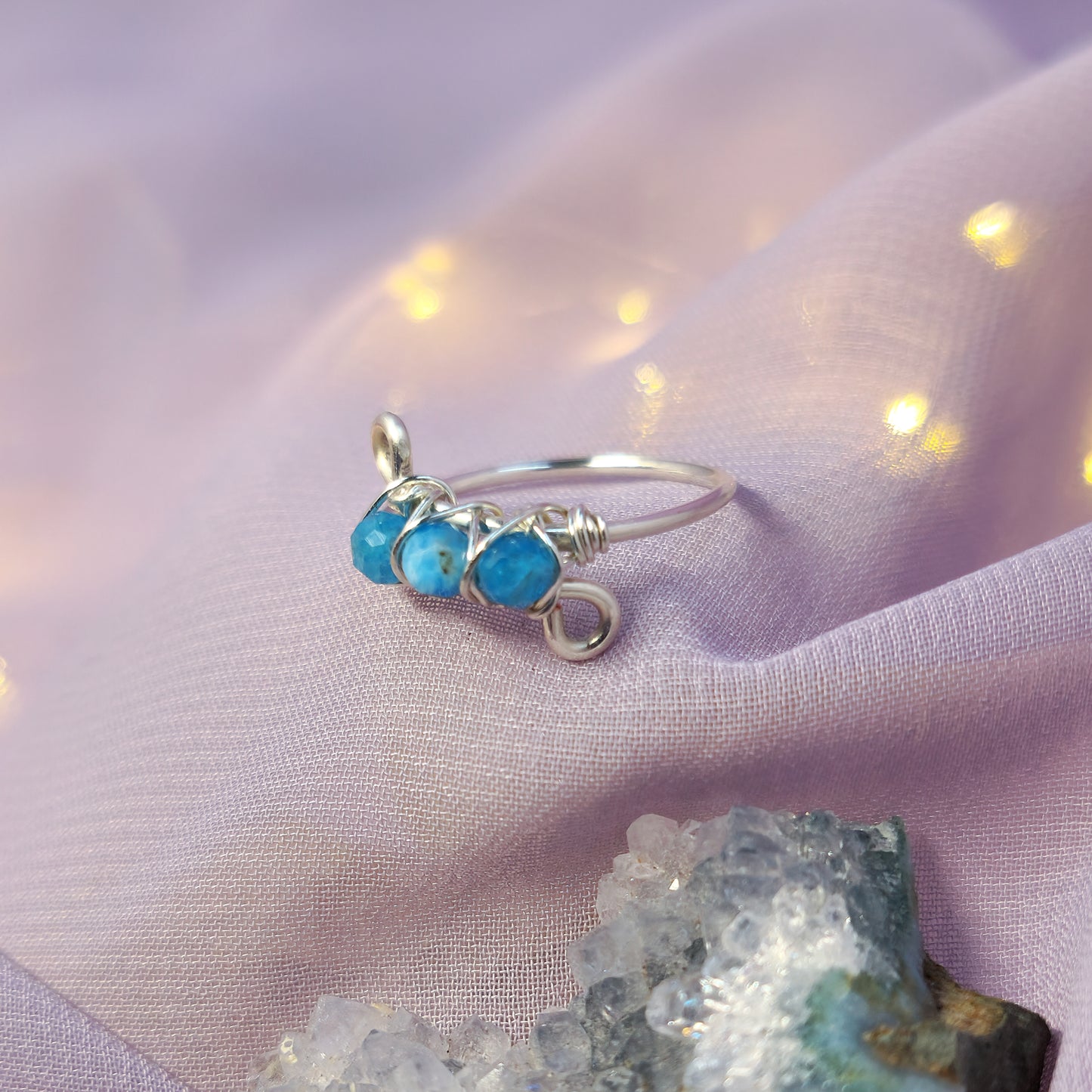 Mystical Sea Witch Fairy Blue Apatite Ring