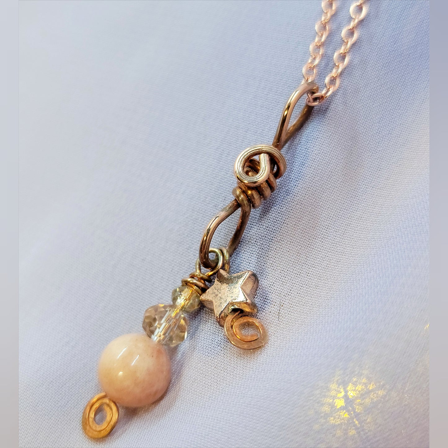 Witchy Fairy Celestial Sunstone Cosmic Copper Necklace