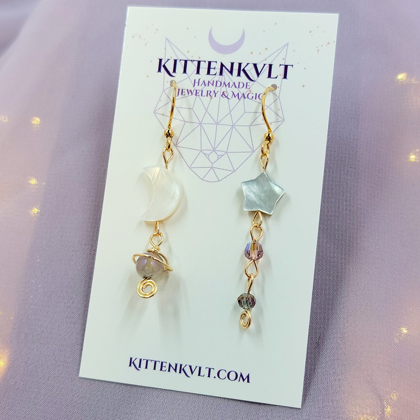 Ethereal Witchy Mystical Planet Aura Agate Celestial Moon Earrings