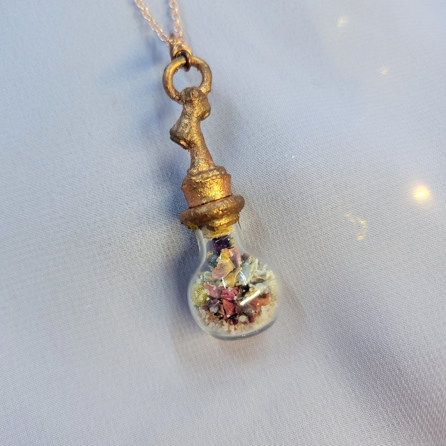 Anxiety Banishing Spell Jar Woodland Fairy Electroformed Copper Necklace