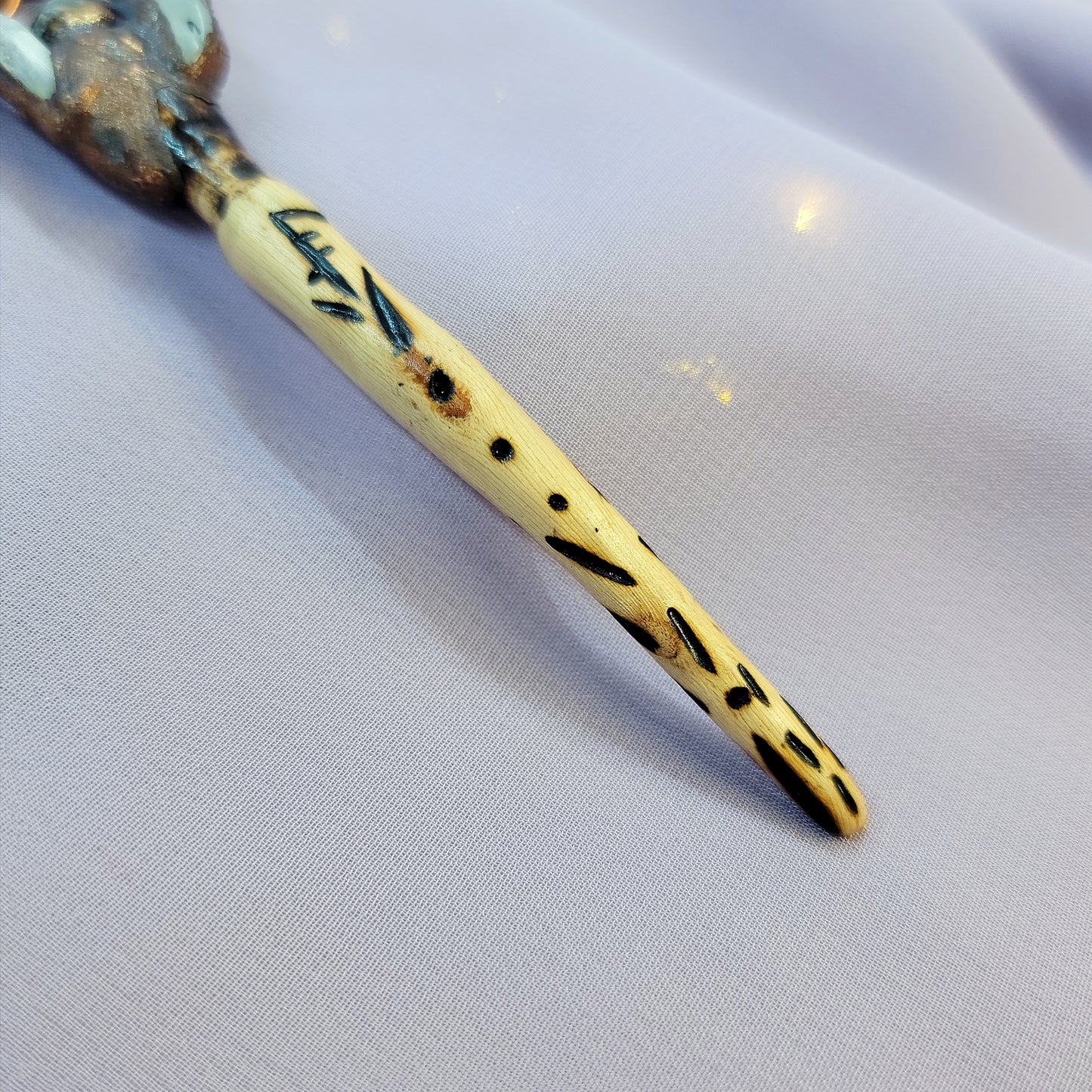 Hand Carved Wand Labradorite Mushroom Electroformed Copper Necklace