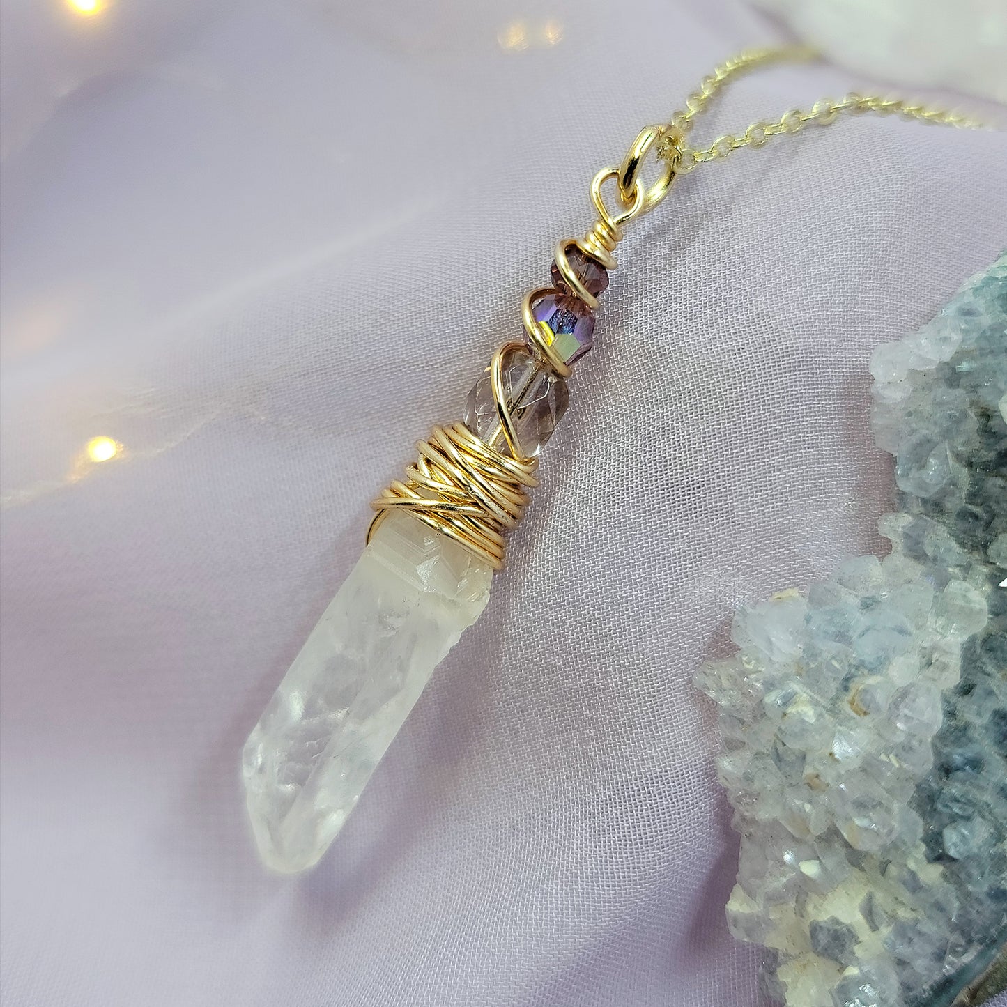 Ethereal Mystical Fairy Quartz Crystal Necklace