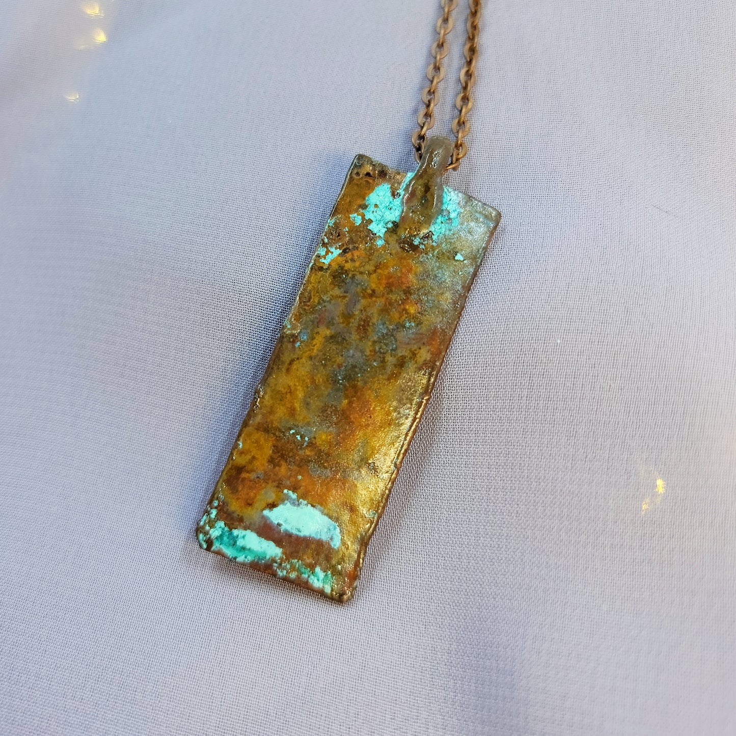 Amazonite Patina Electroformed Copper Necklace