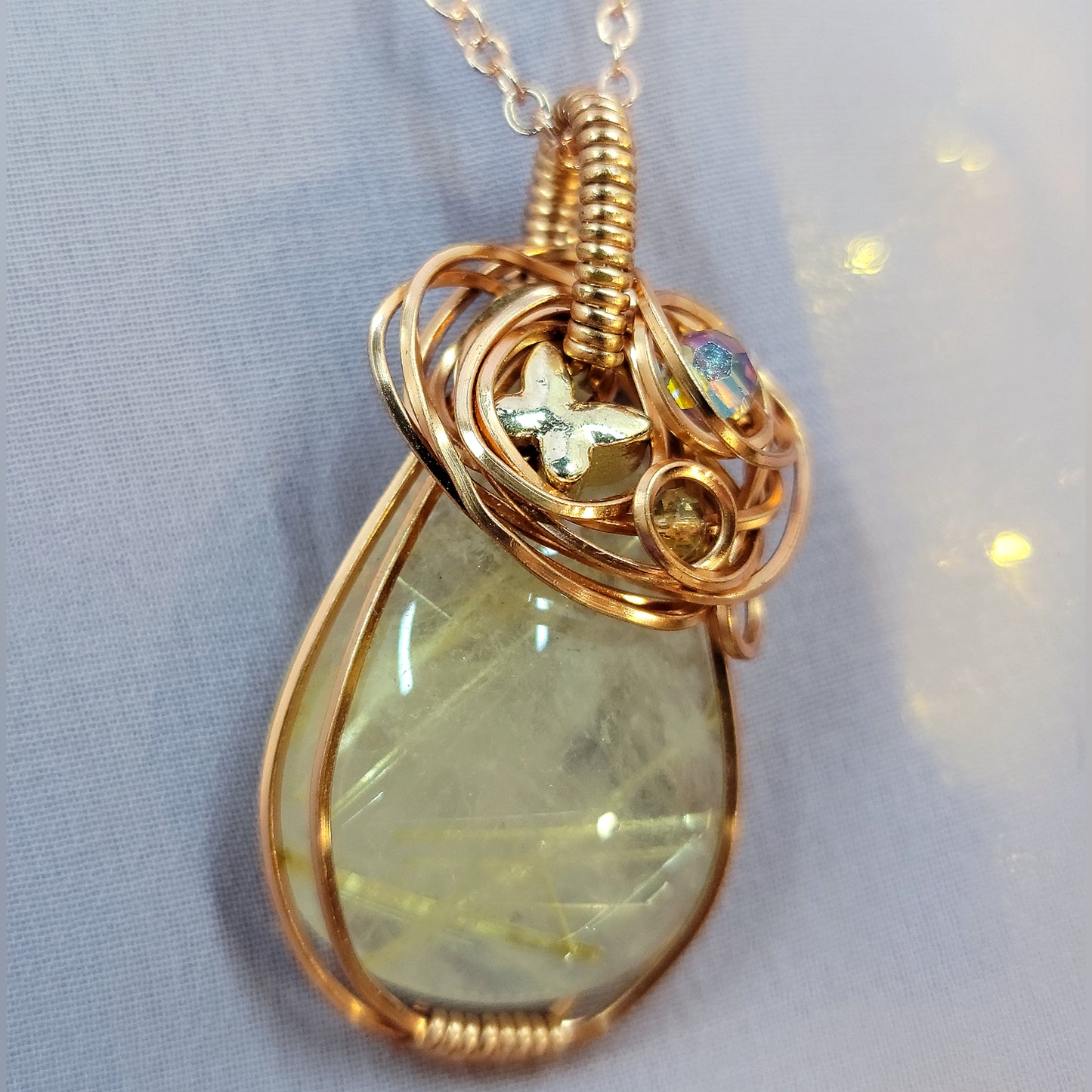 Fairy Rutilated Quartz Butterfly Pendant