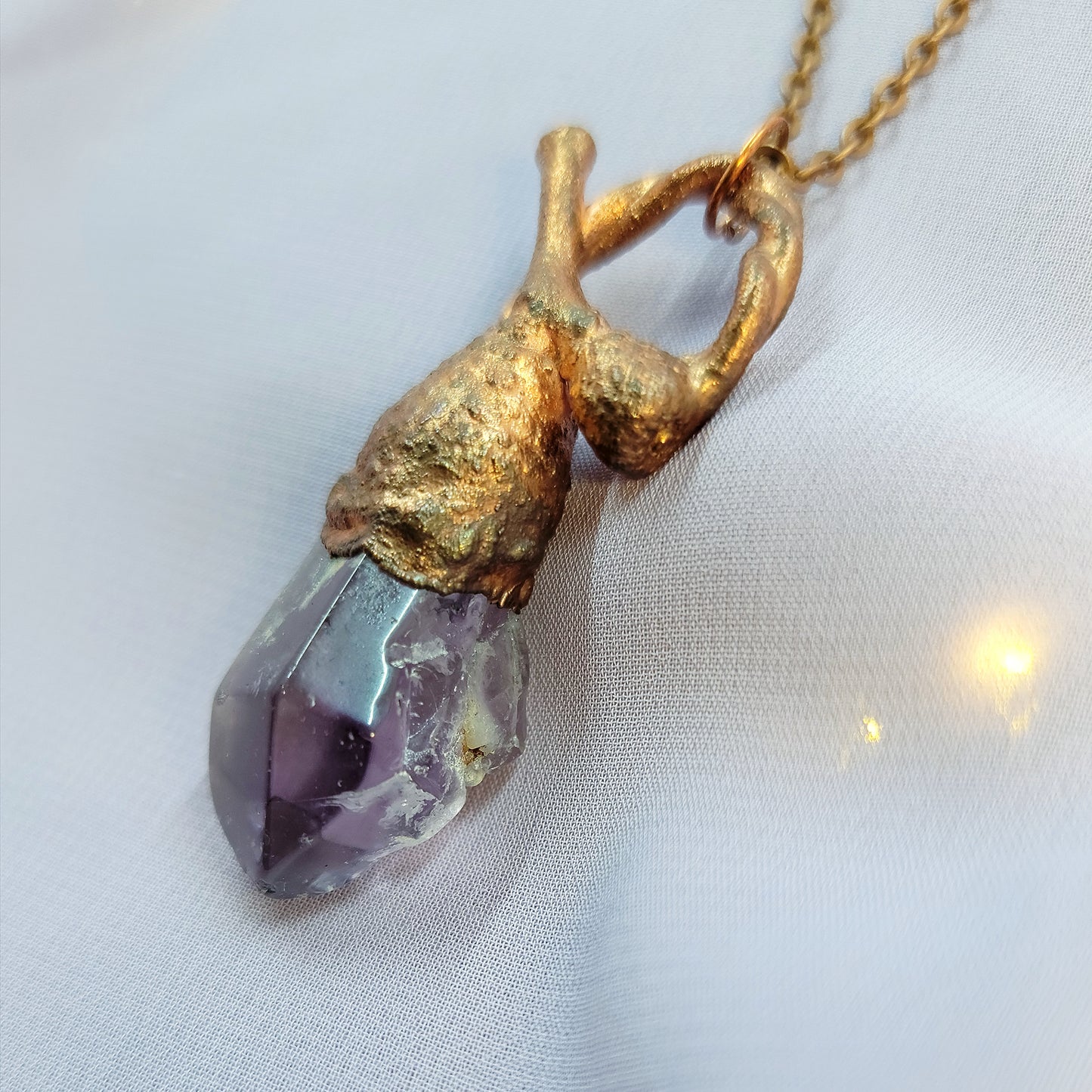 Amethyst Acorn Woodland Nymph Copper Necklace