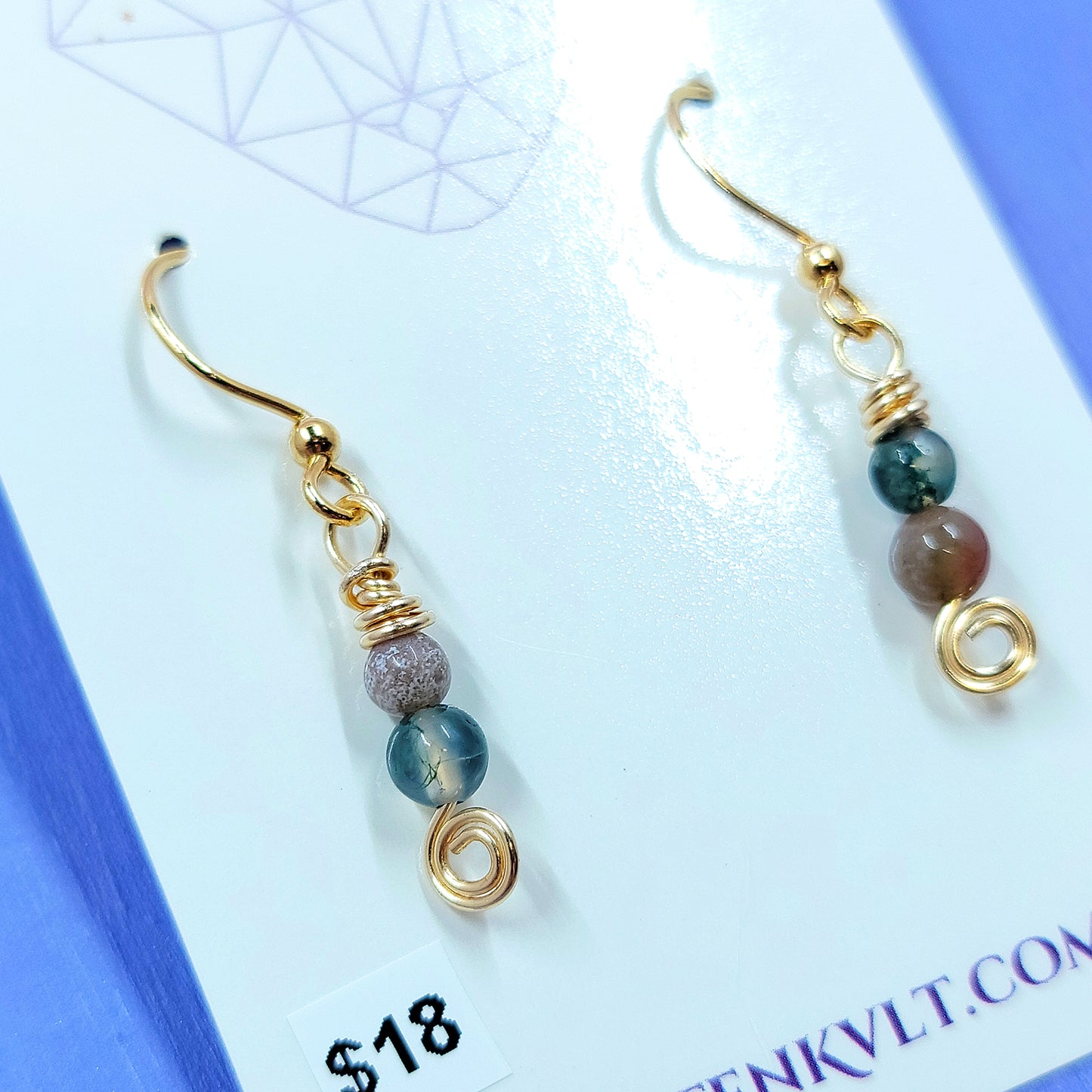 Earthy Fairy Ocean Jasper & Moss Agate Earrings