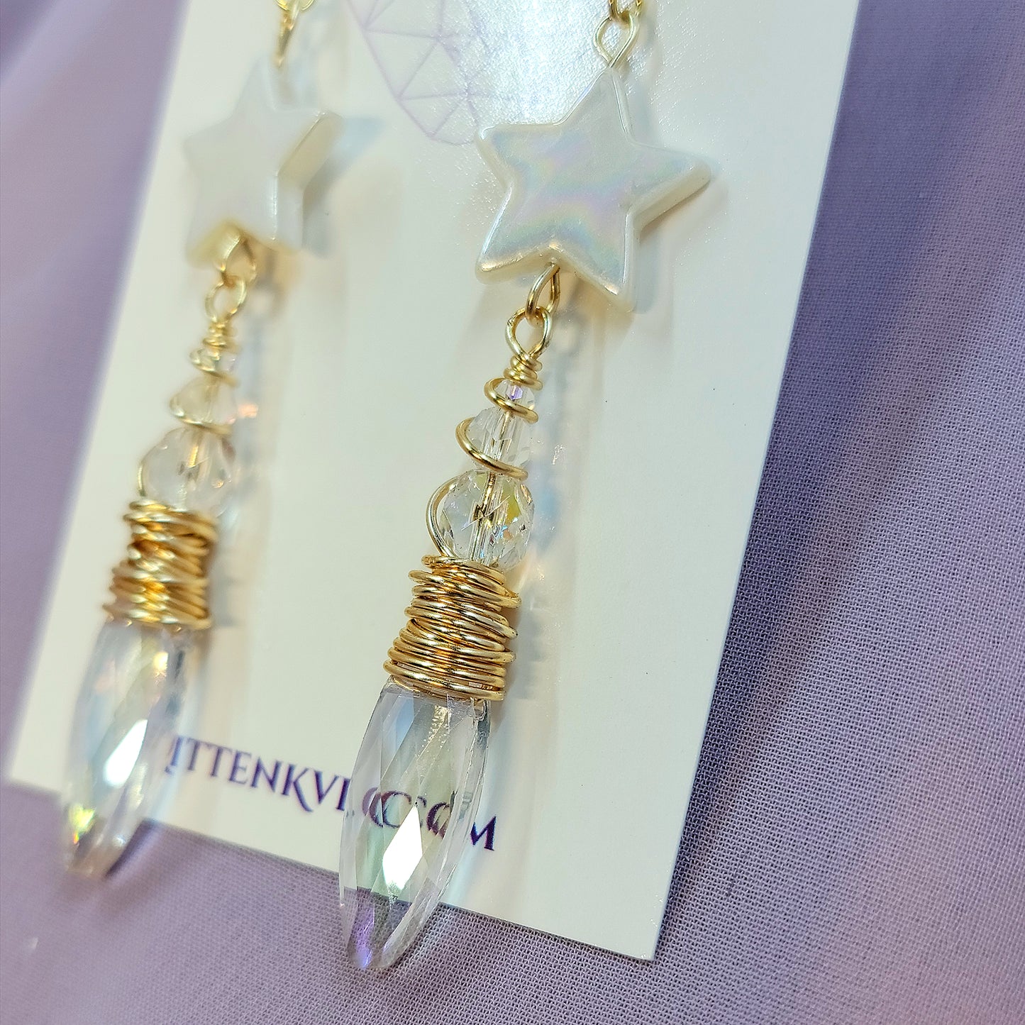 Celestial Sun Catcher Earrings With Shell Stars