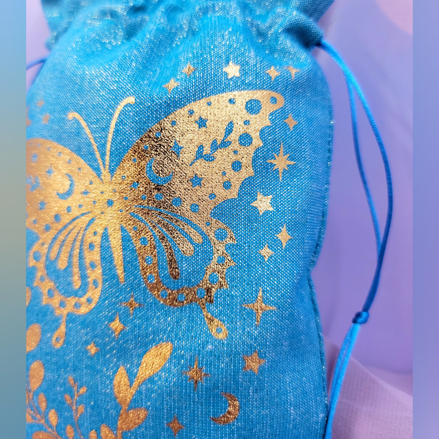 Mystical Witchy Celestial Butterfly Tarot Oracle Pouch Sparkly Fabric