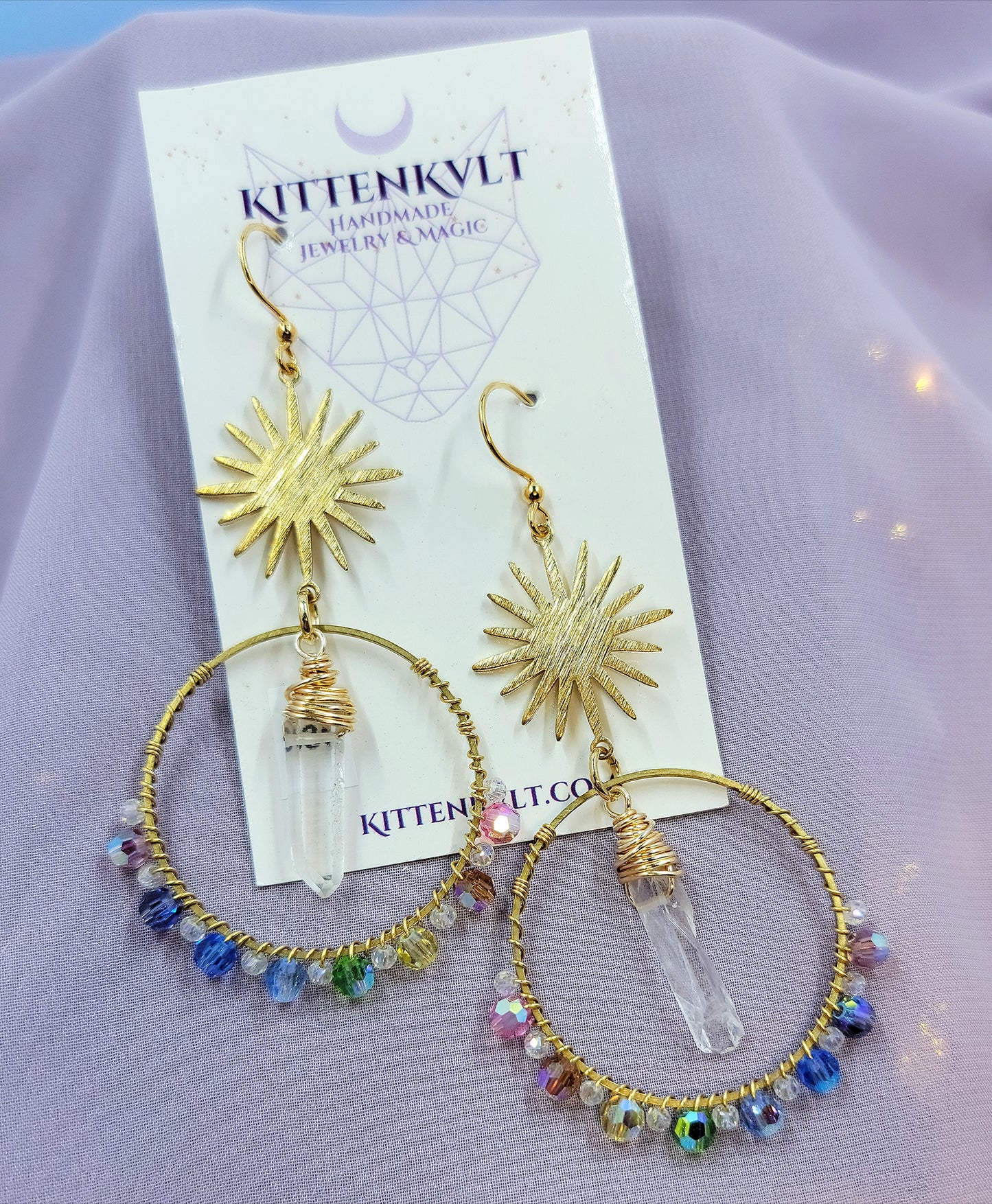 Celestial Rainbow Quartz Sun Catcher Earrings