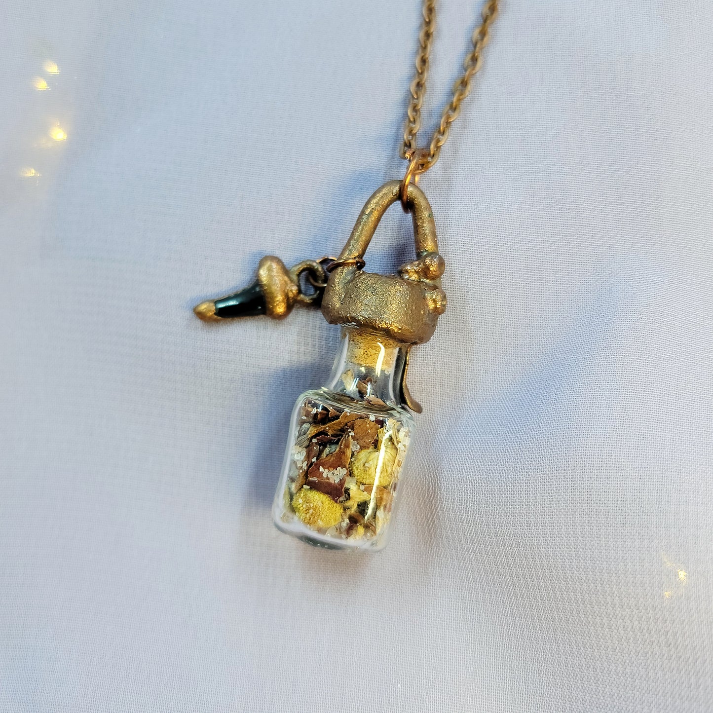 Anxiety Banishing Spell Jar & Shark Tooth Electroformed Copper Necklace