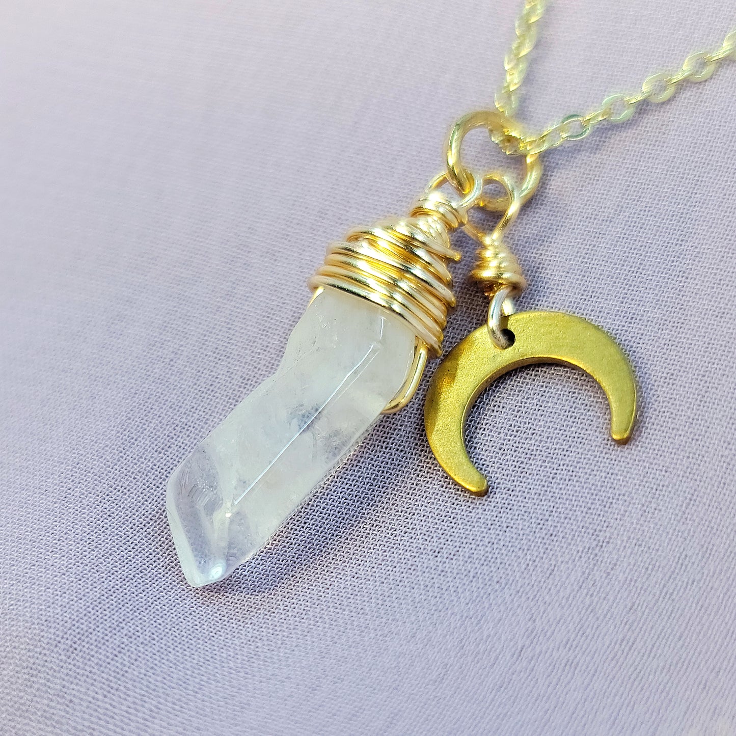 Mystical Witchy Fairy Quartz Moon Necklace