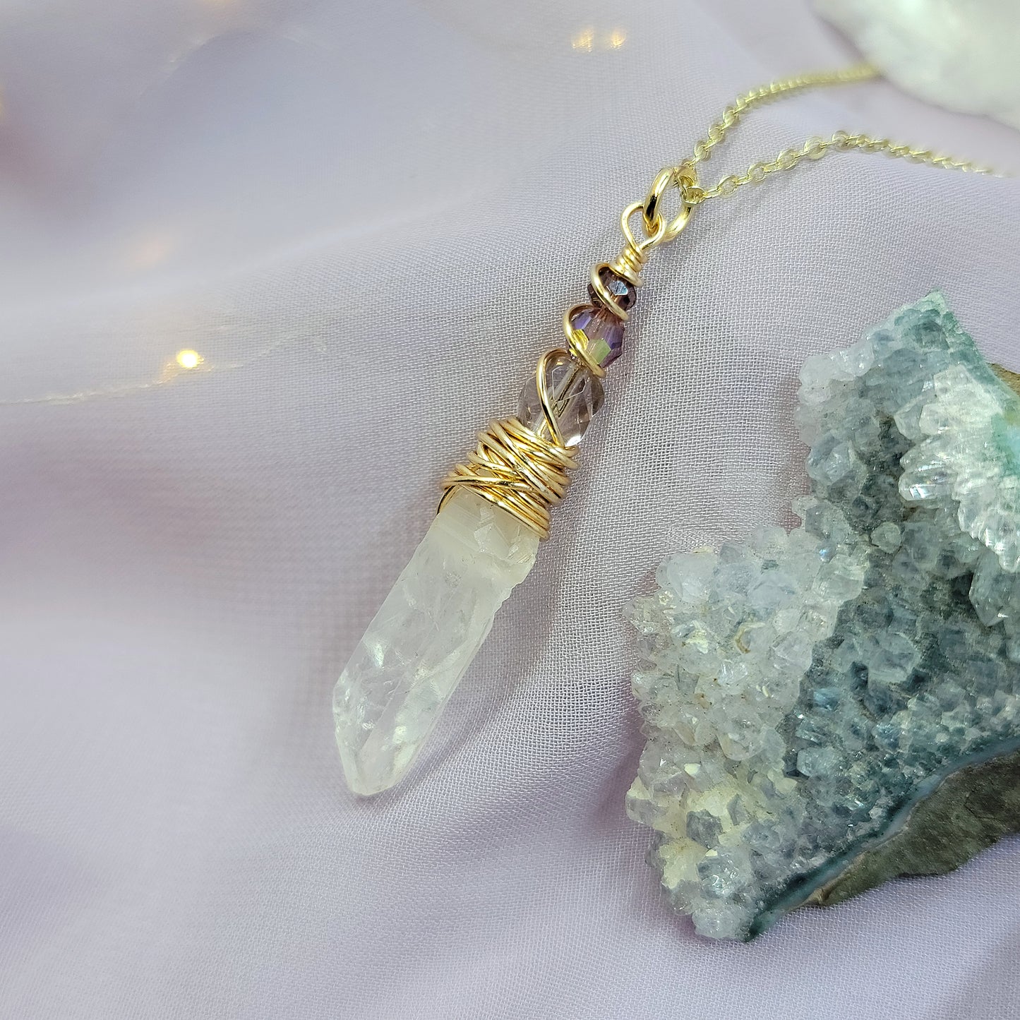 Ethereal Mystical Fairy Quartz Crystal Necklace