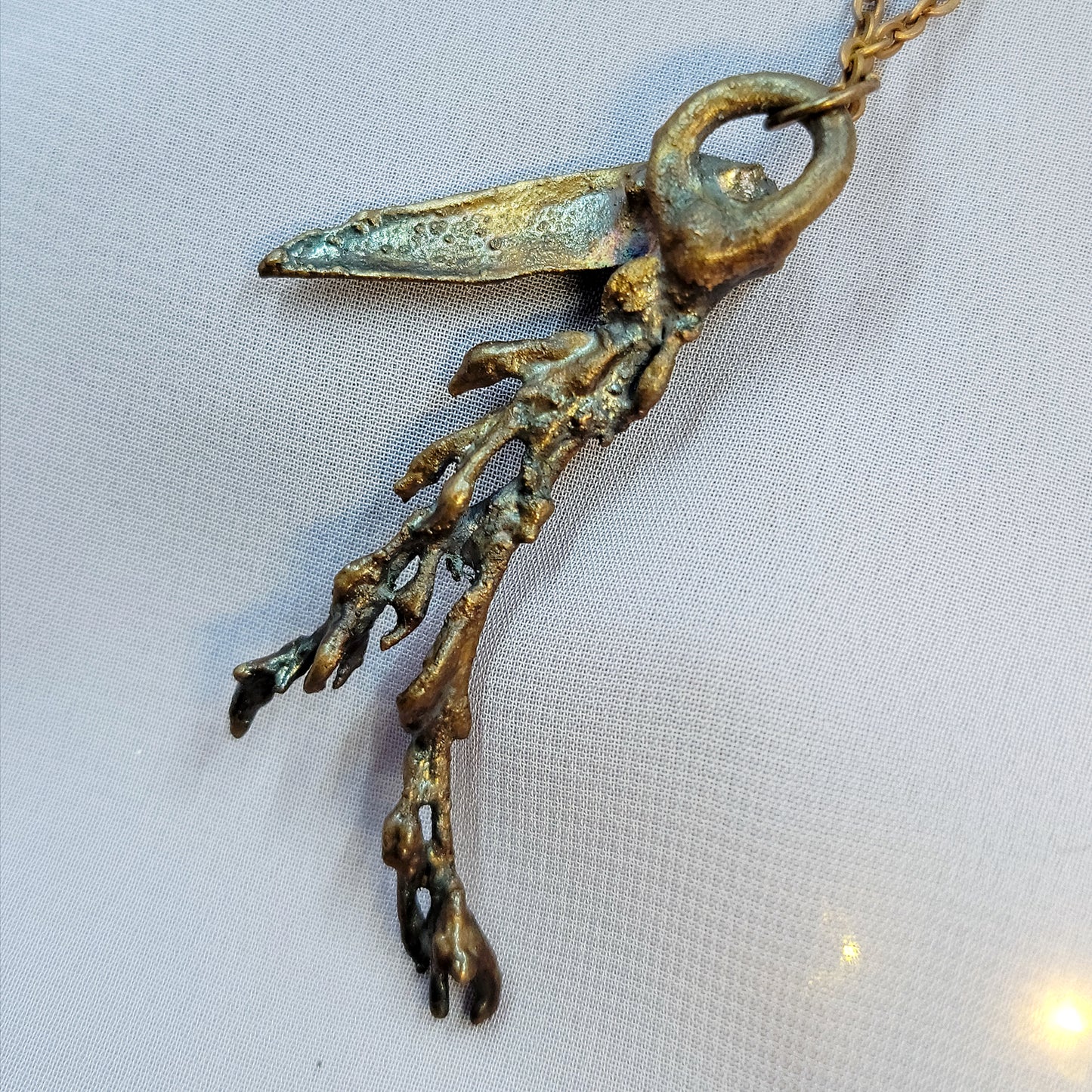 Garnet & Citrine Raven Electroformed Copper Pendant