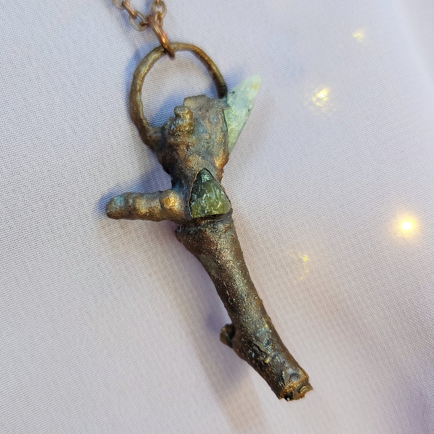 Real Twig & Labradorite Electroformed Copper Necklace