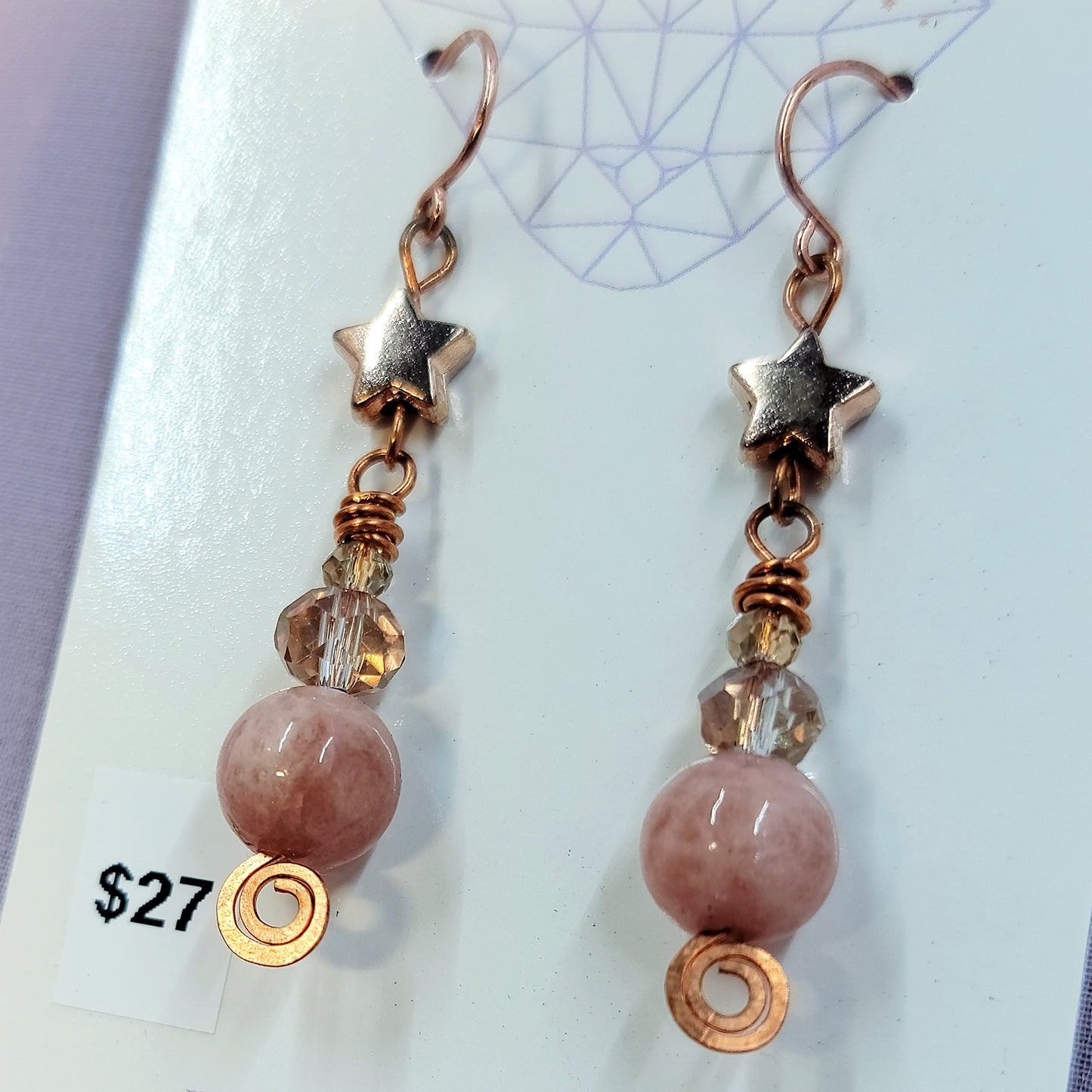 Witchy Fairy Celestial Sunstone Cosmic Copper Earrings
