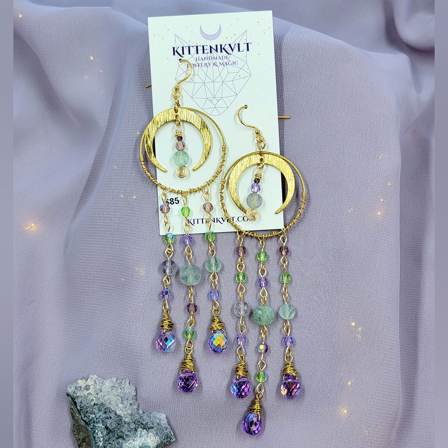 Ethereal Fluorite Fairy Sun Catcher Earrings