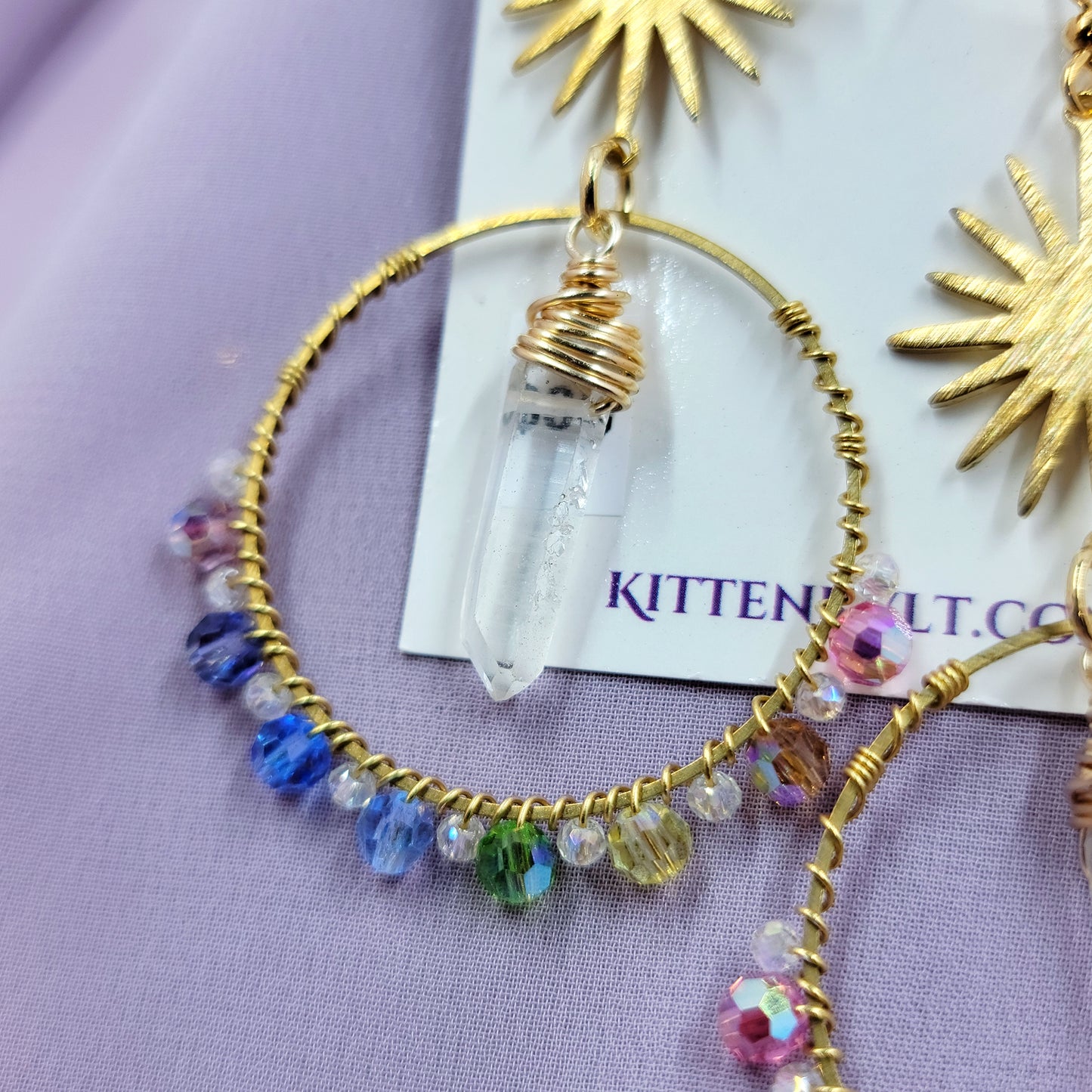 Celestial Rainbow Quartz Sun Catcher Earrings