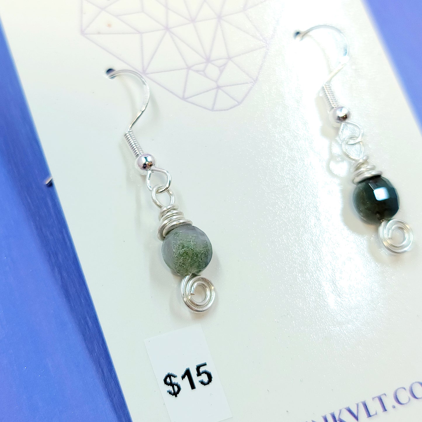 Dainty Earthy Moss Agate & Jasper Earrings