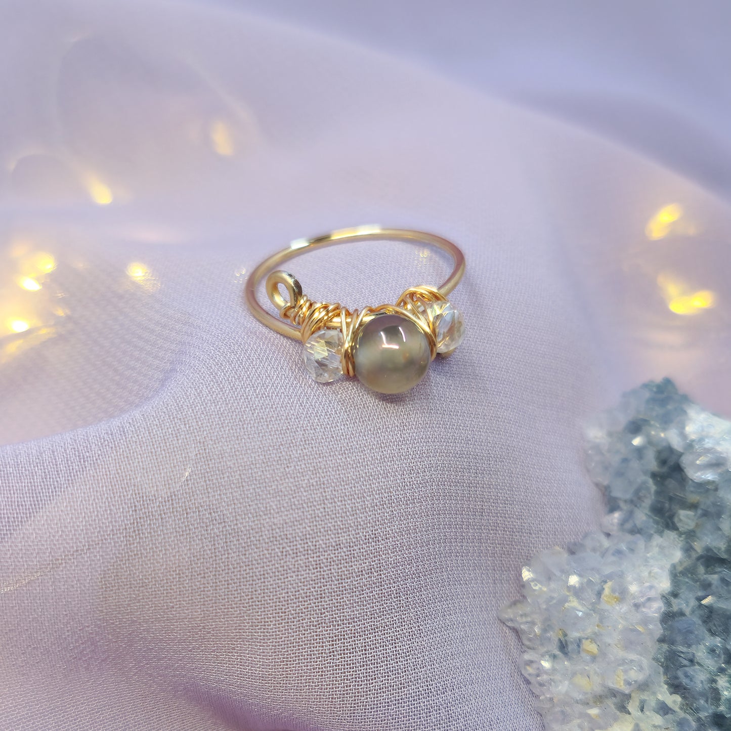 Mystical Ethereal Fairy Aura Agate Ring